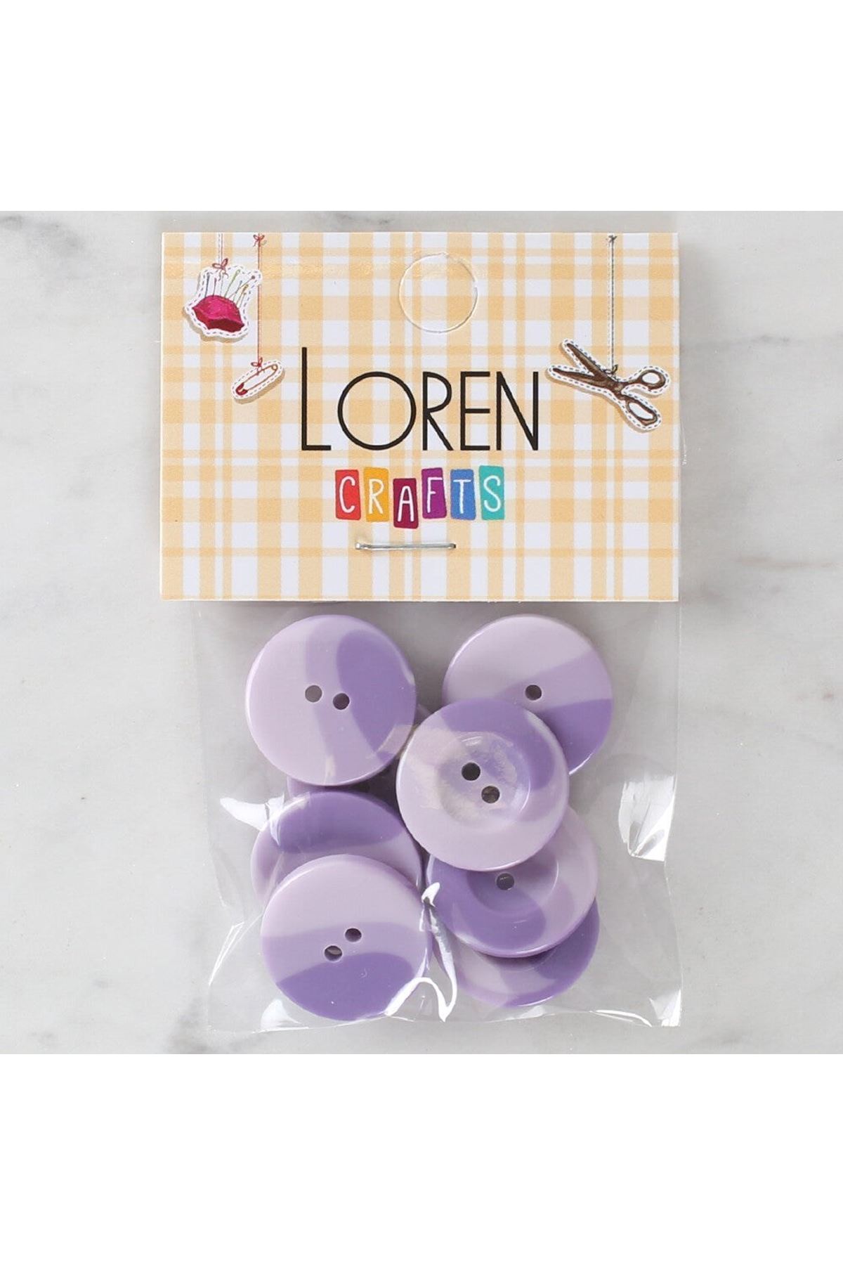 Loren Crafts 8'li Düğme Mor - 1136