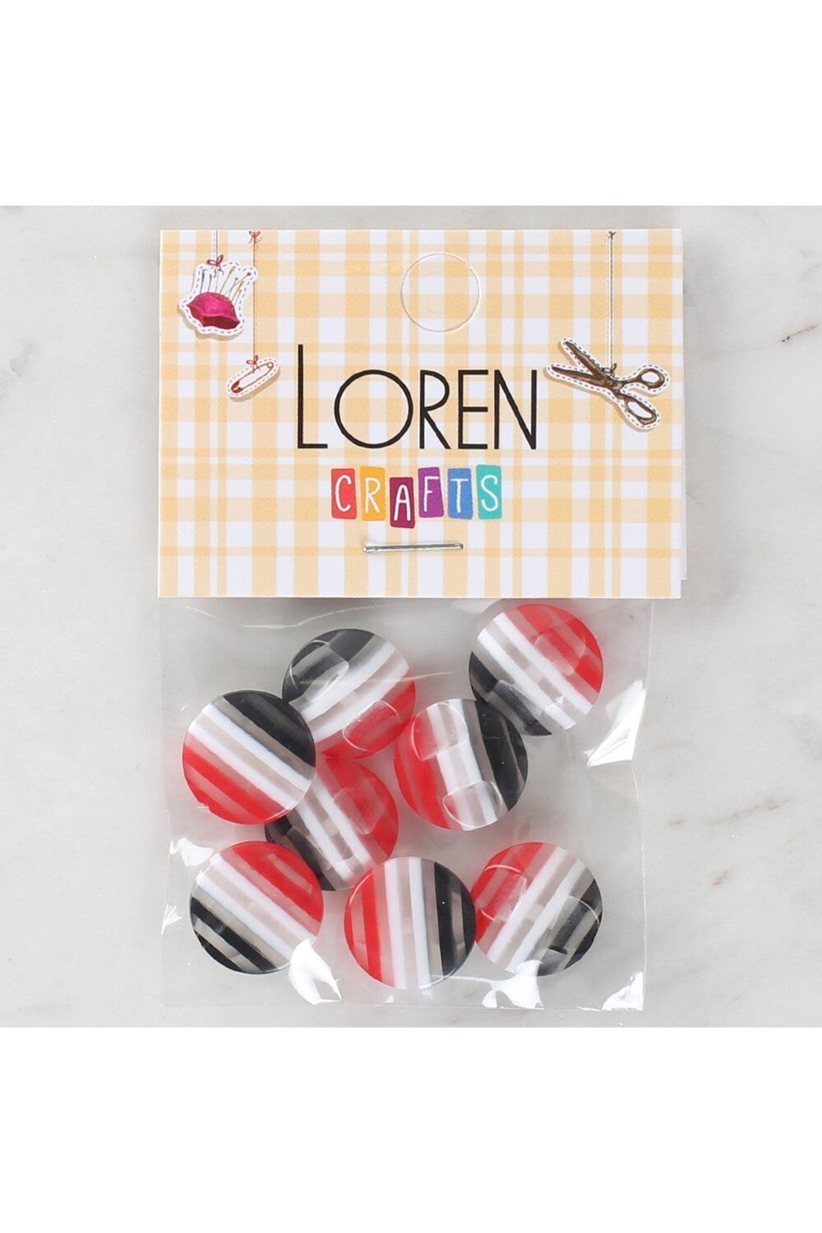 Loren Crafts 8'li Desenli Düğme - 1090