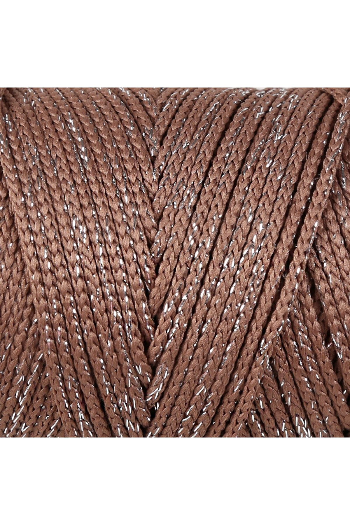 Loren Soft Star Makrome İpi Gümüş Simli Kahverengi
