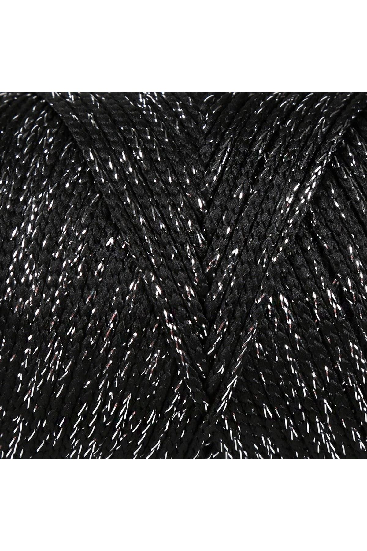 Loren Soft Star Makrome İpi Gümüş Simli Siyah RM10