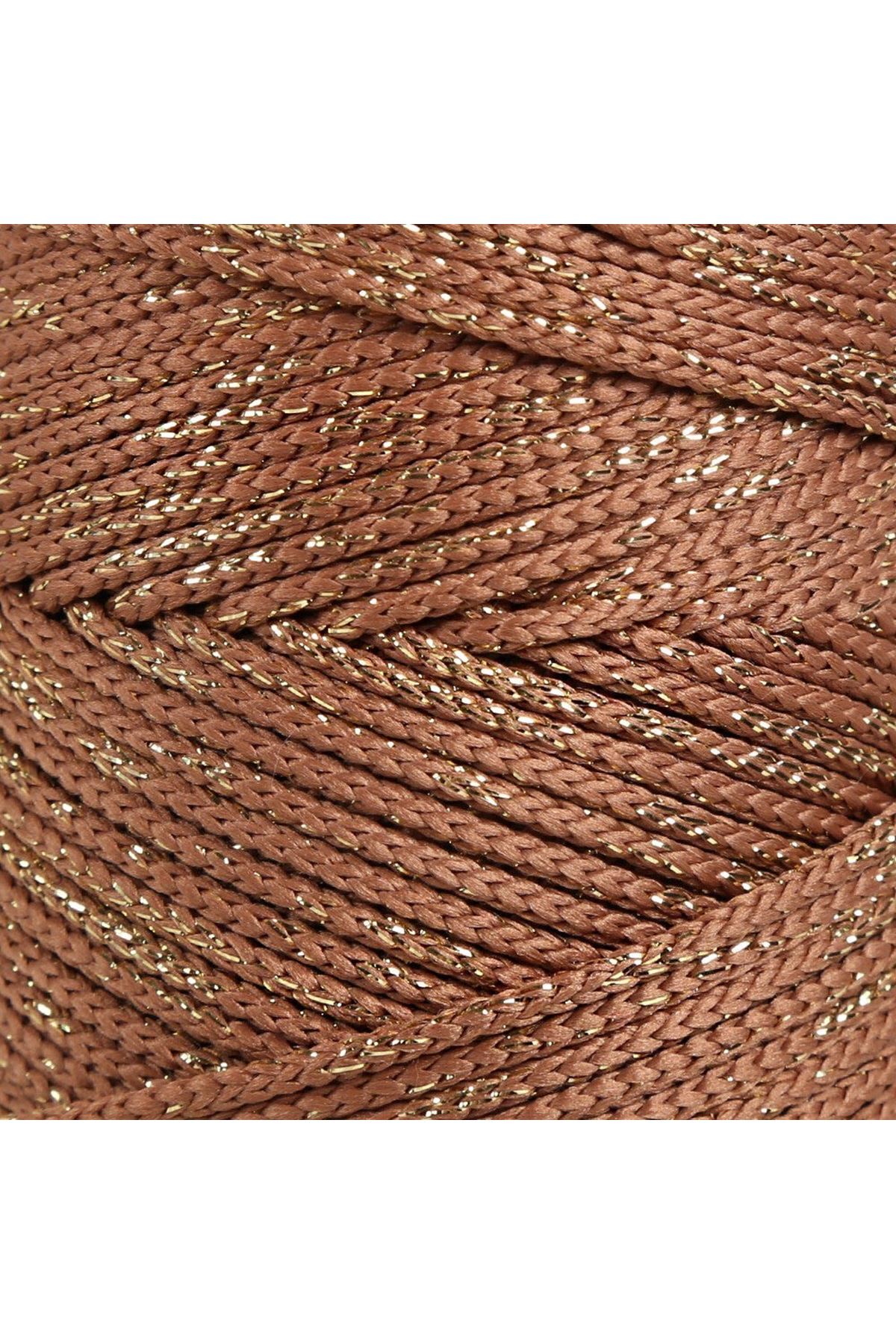 Loren Soft Star Makrome İpi Sarı Simli Kahverengi