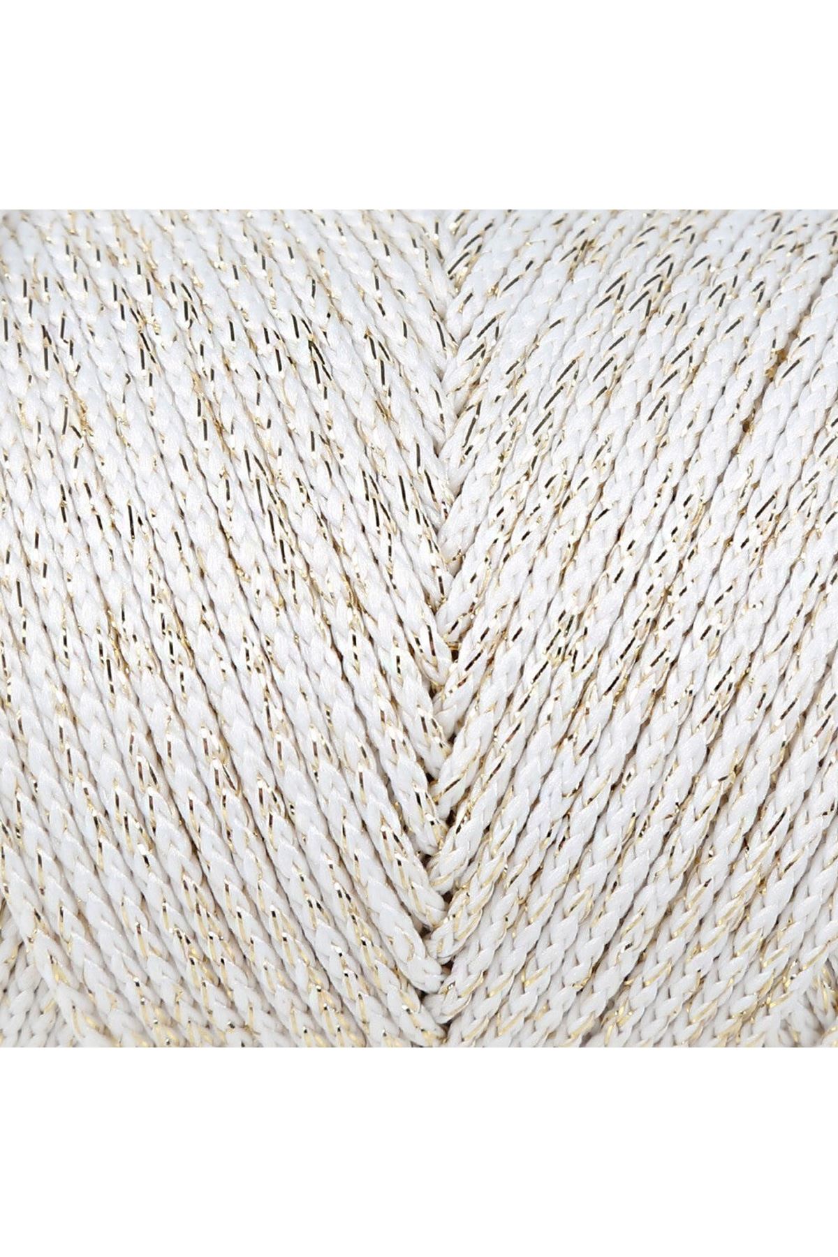 Loren Soft Star Makrome İpi Sarı Simli Krem RM103