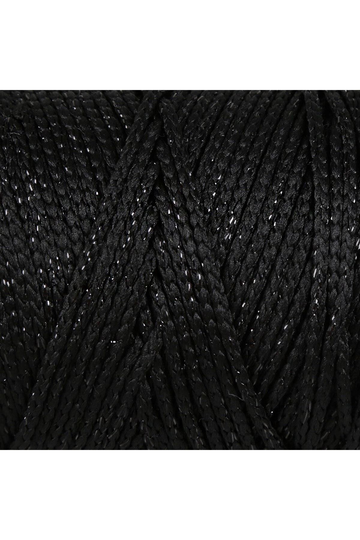 Loren Soft Star Makrome İpi Siyah Simli Siyah RM10