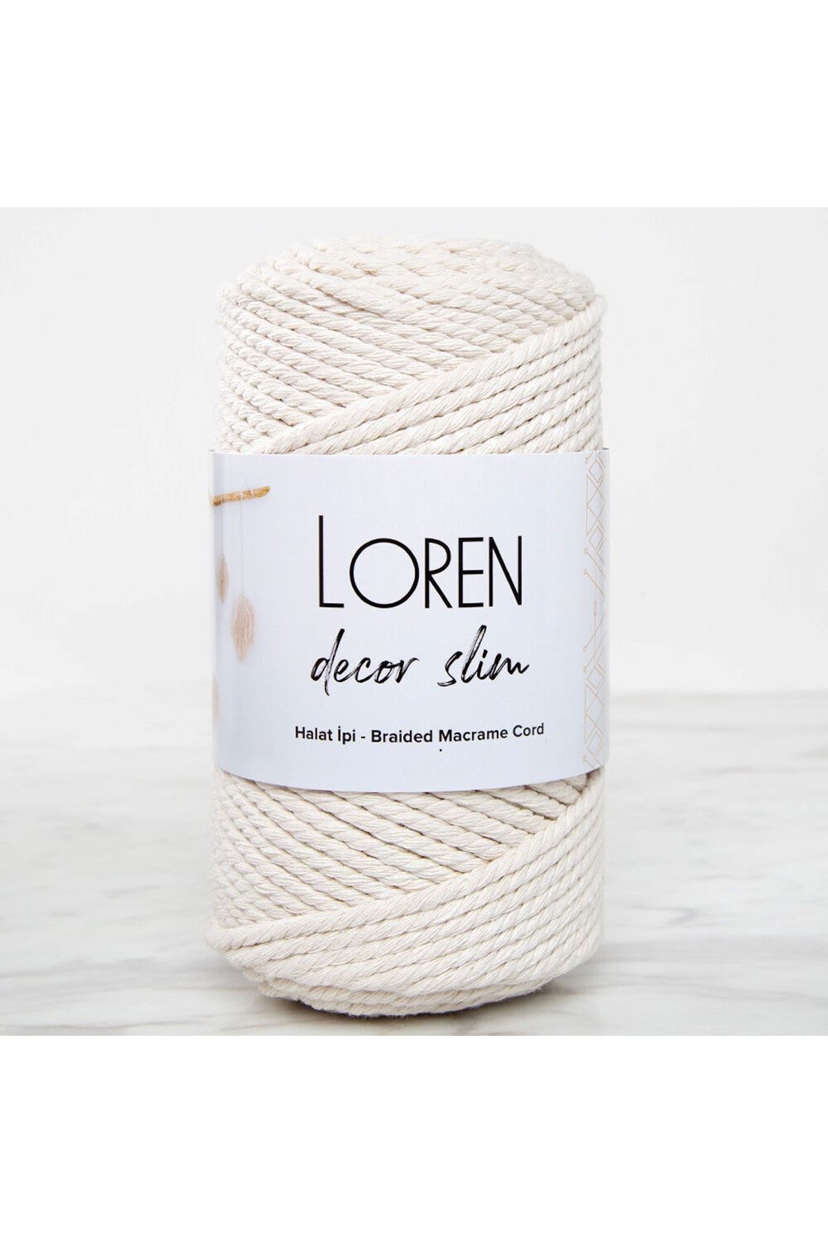 Loren Decor Slim 3 Büküm Makrome İpi Krem - L002