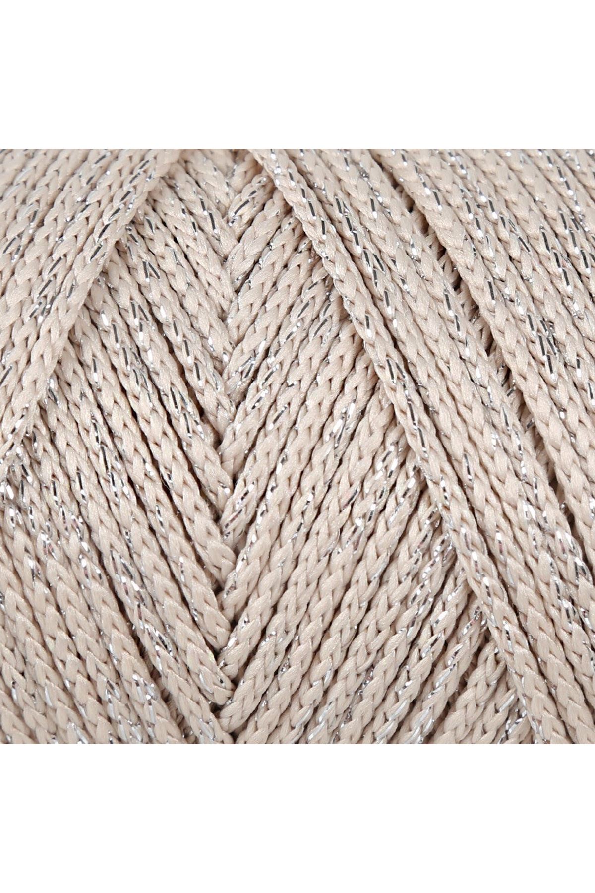 Loren Soft Star Makrome İpi Gümüş Simli Bej RM101
