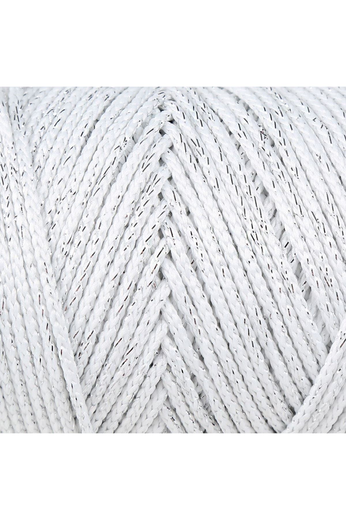 Loren Soft Star Makrome İpi Gümüş Simli Beyaz RM10
