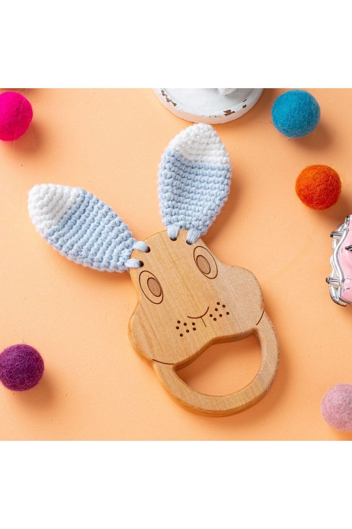 Hobi Baby Araba Figürlü Organik Ahşap Diş Kaşıyıcı