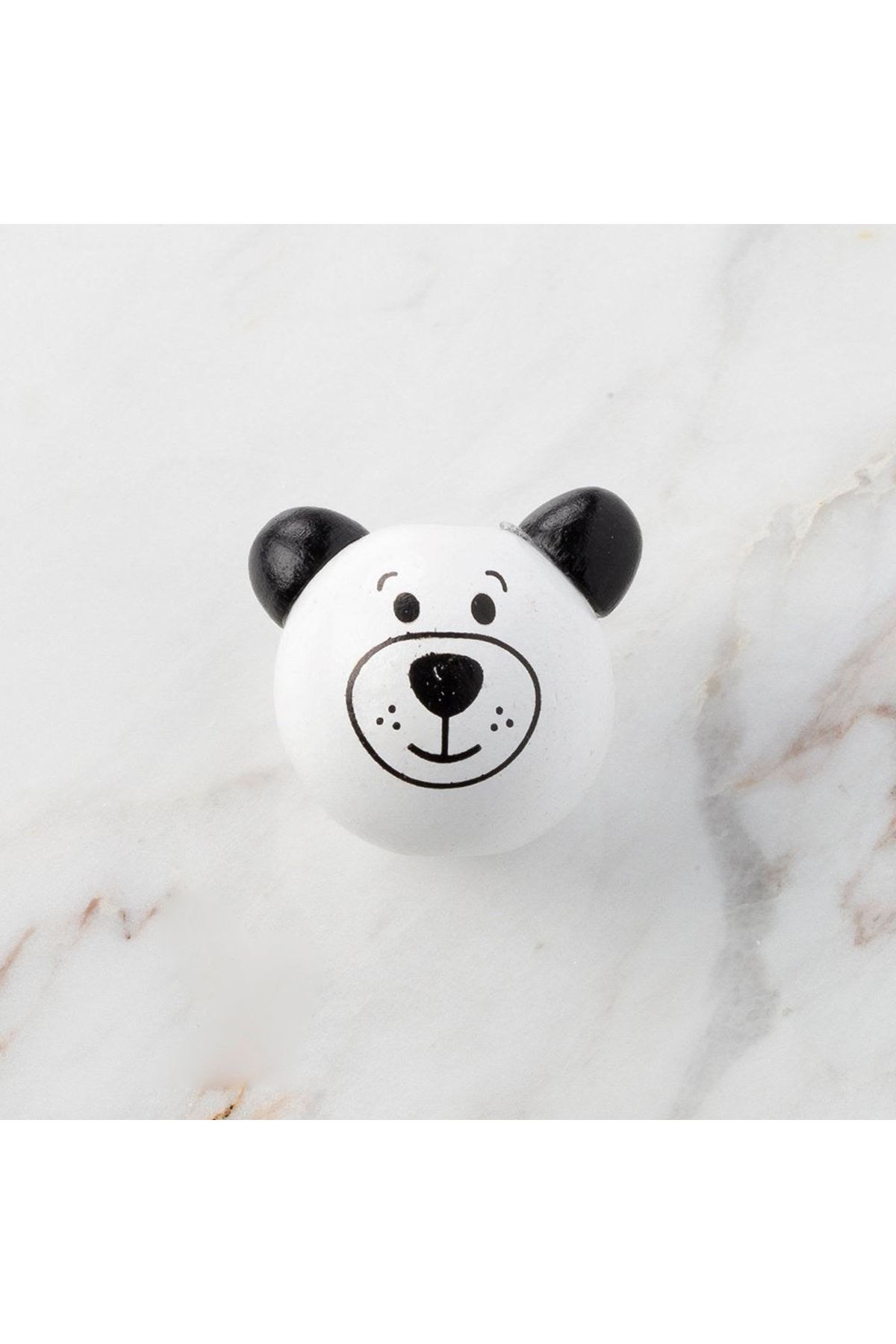 Loren 1 Adet Kulağı Siyah Ayı Figürlü Ahşap Boncuk