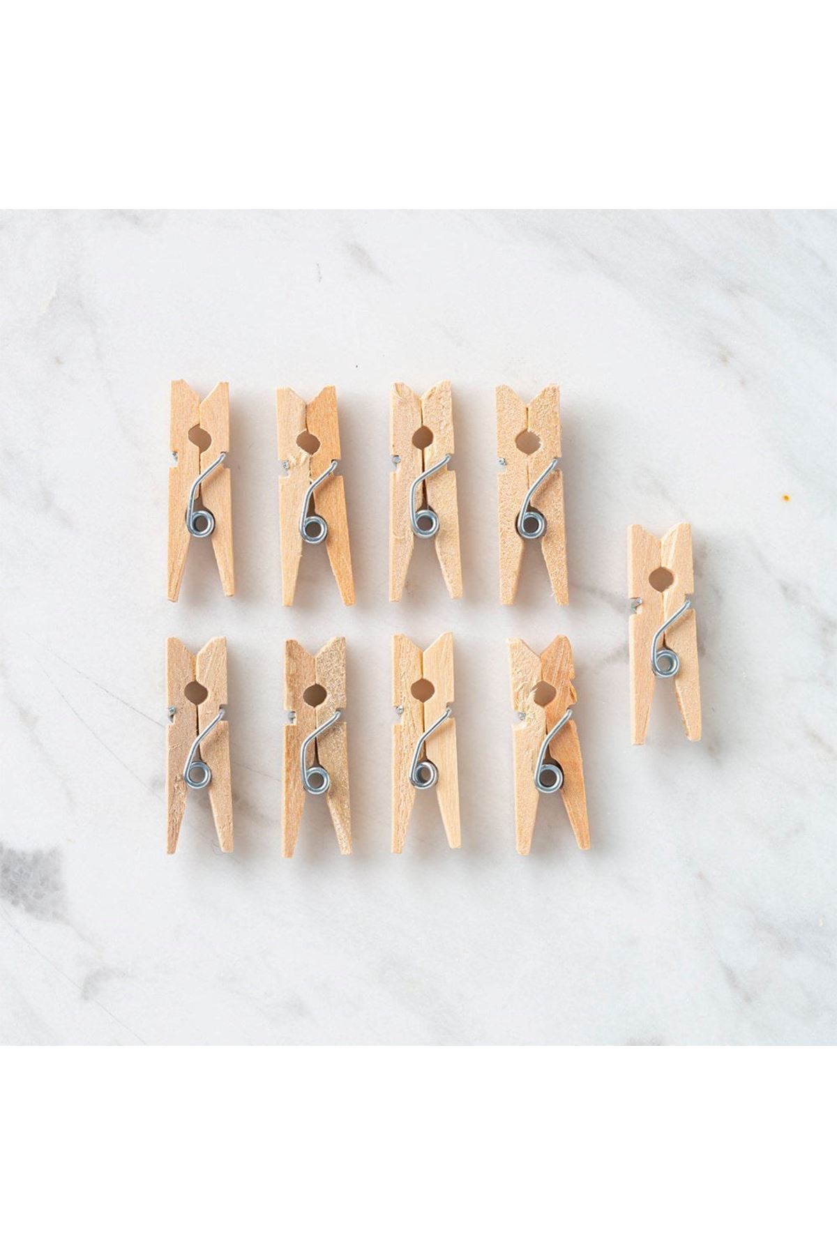 Loren 10 lu Natural Mini Ahşap Mandal