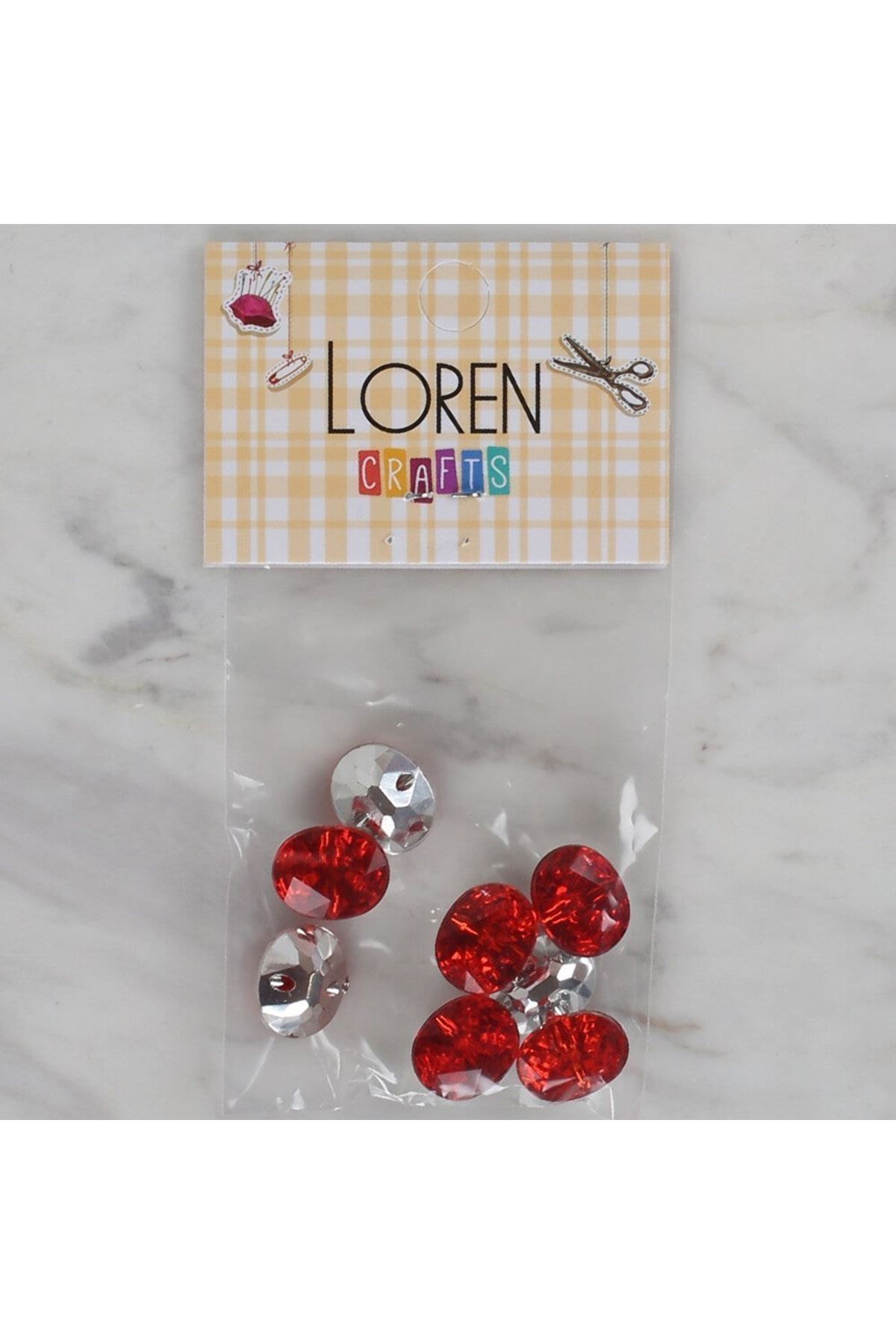 Loren Crafts kırmızı 8 li düğme - 240