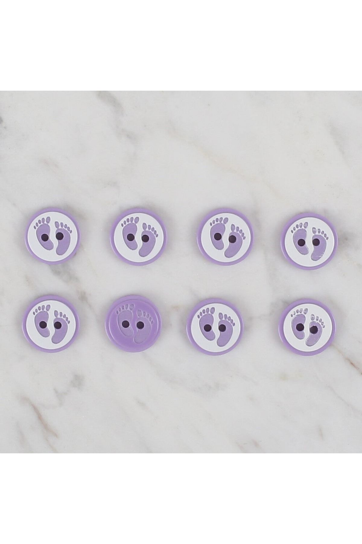 Loren Crafts lila 8 li ayak izi düğme - 437