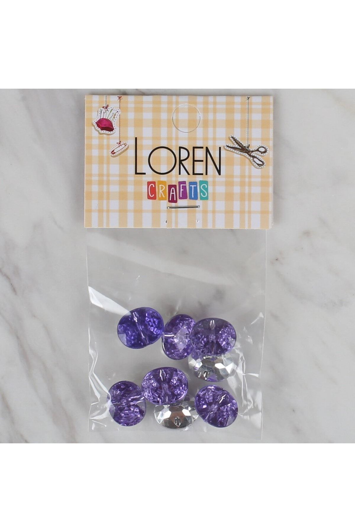 Loren Crafts lila 8 li düğme - 235