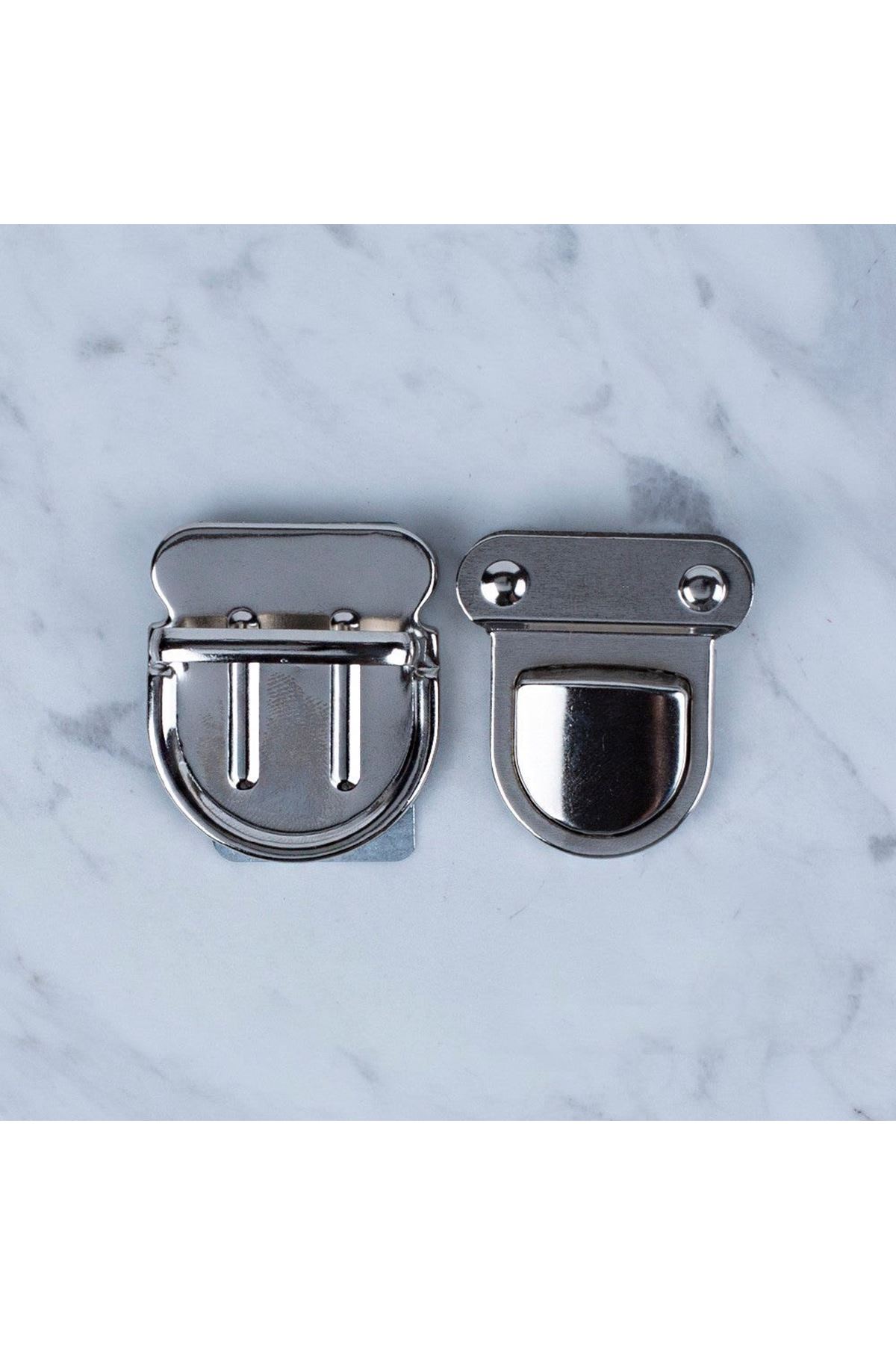 Loren Metal Çanta Kilidi Büyük Gümüş