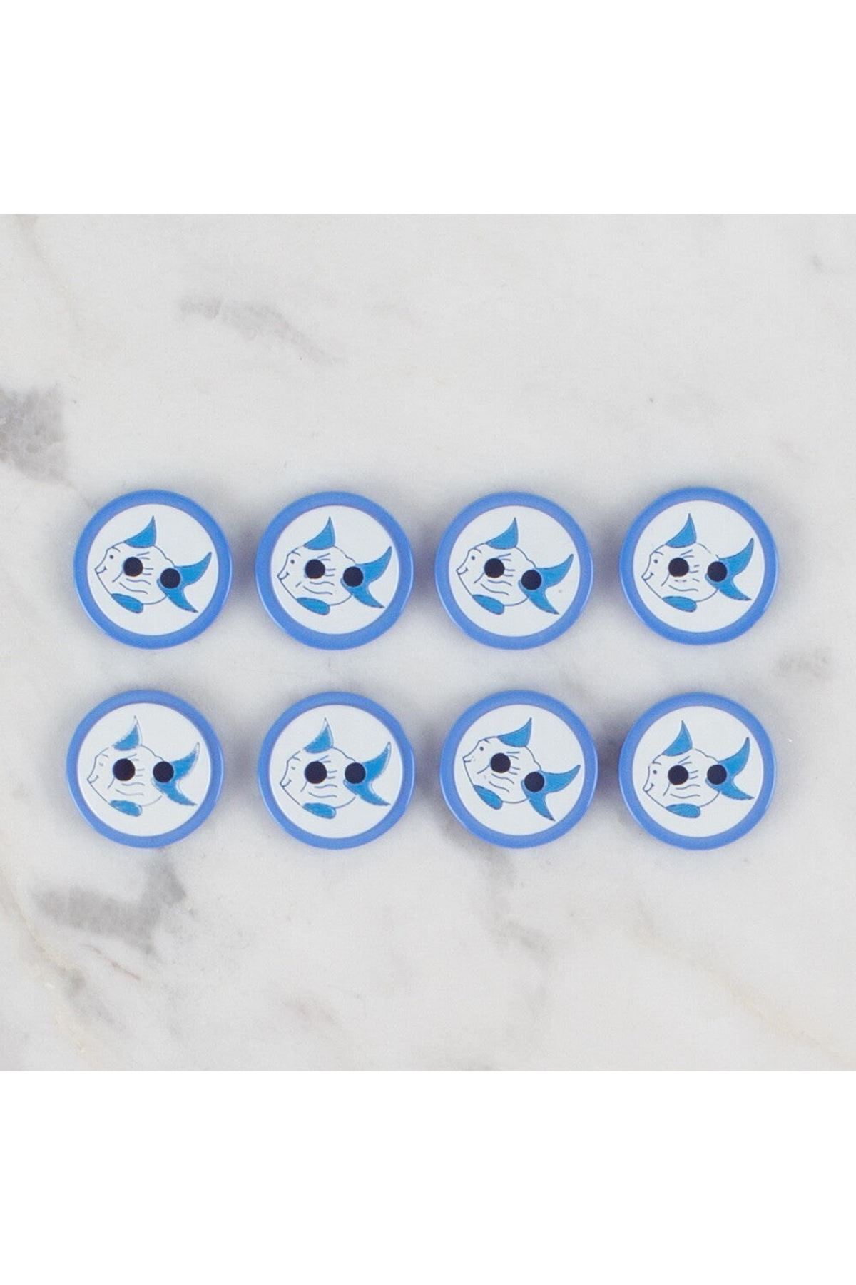 Loren Crafts koyu mavi 8 li balık düğme - 576