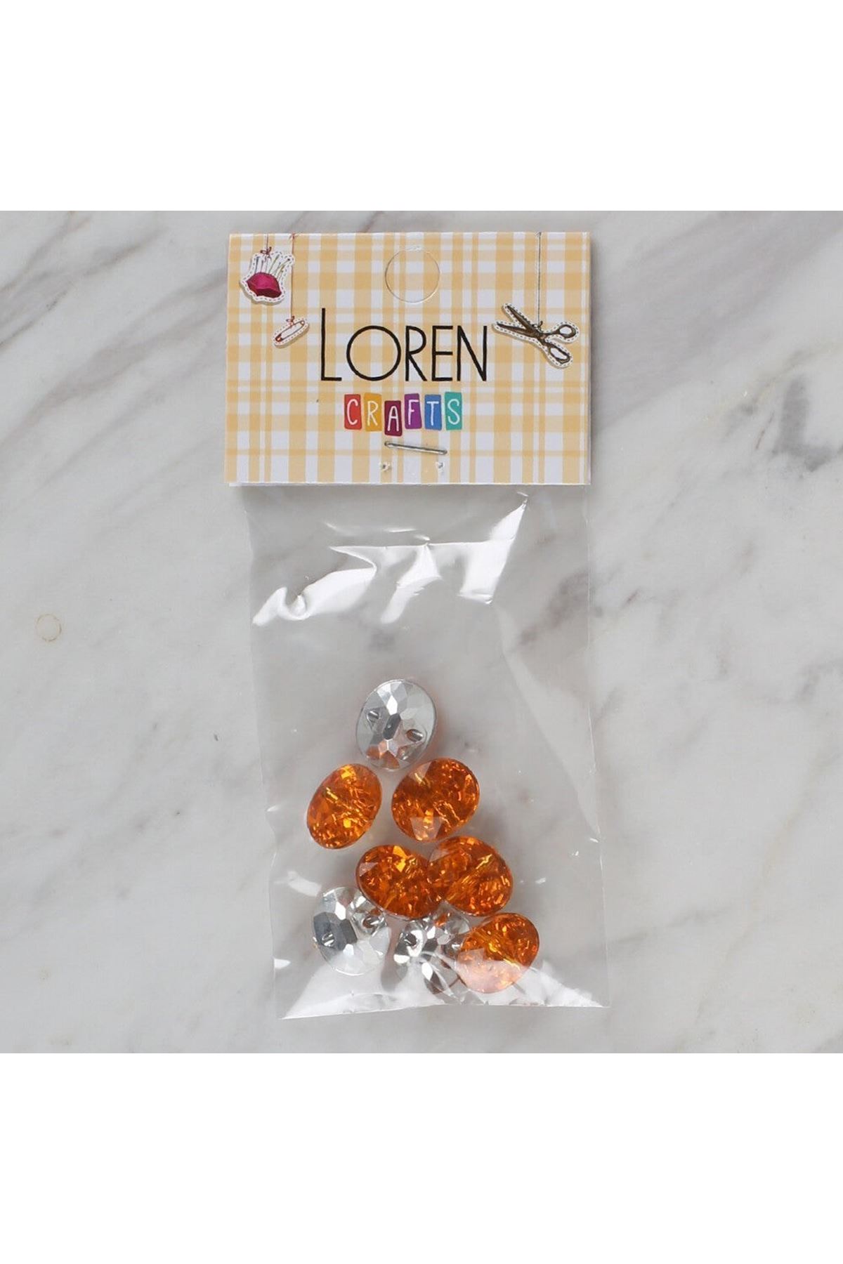 Loren Crafts turuncu 8 li düğme - 241