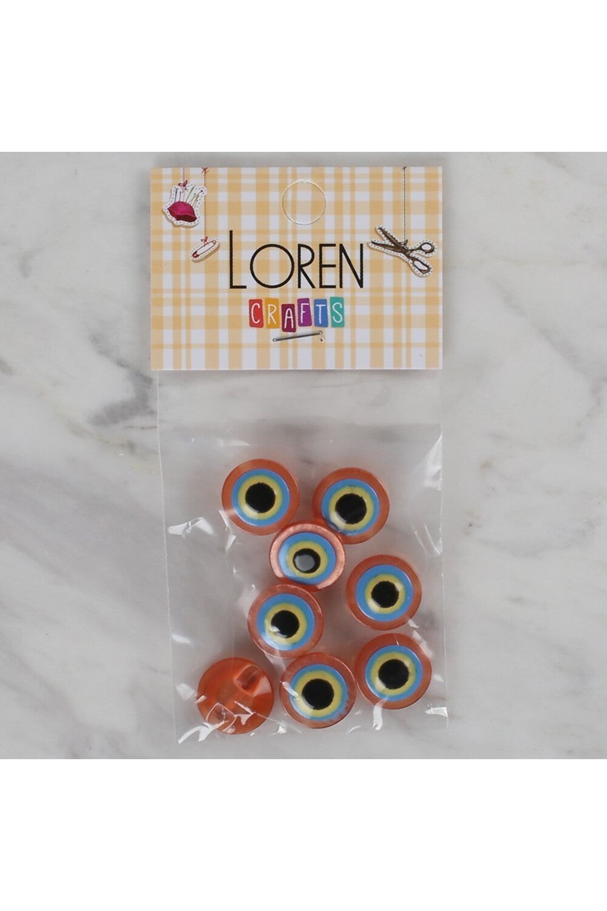 Loren Crafts turuncu 8 li nazar boncuğu düğme - 16