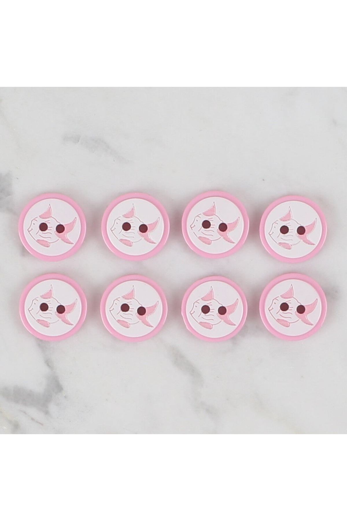 Loren Crafts pembe 8 li balık düğme - 571