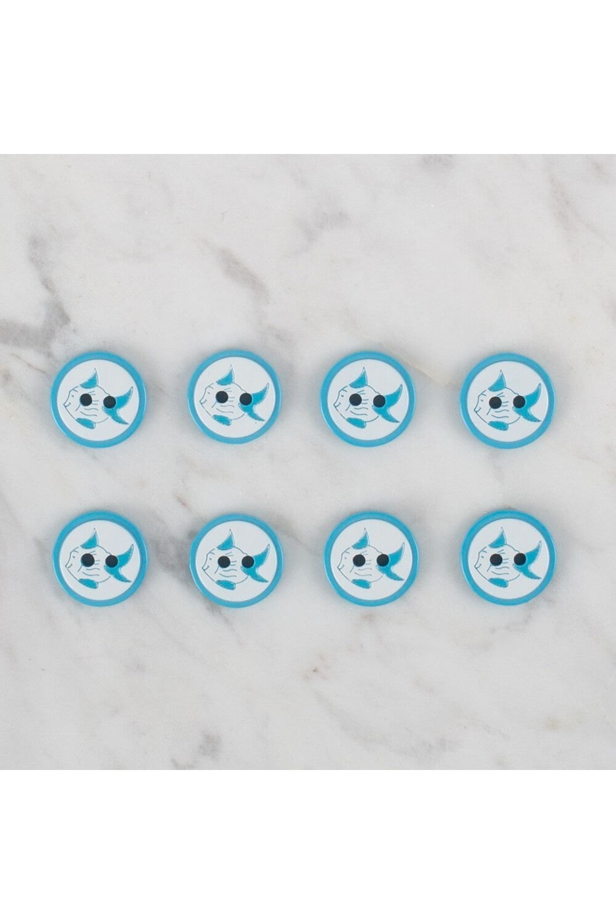 Loren petrol mavi 8 li balık düğme - 577