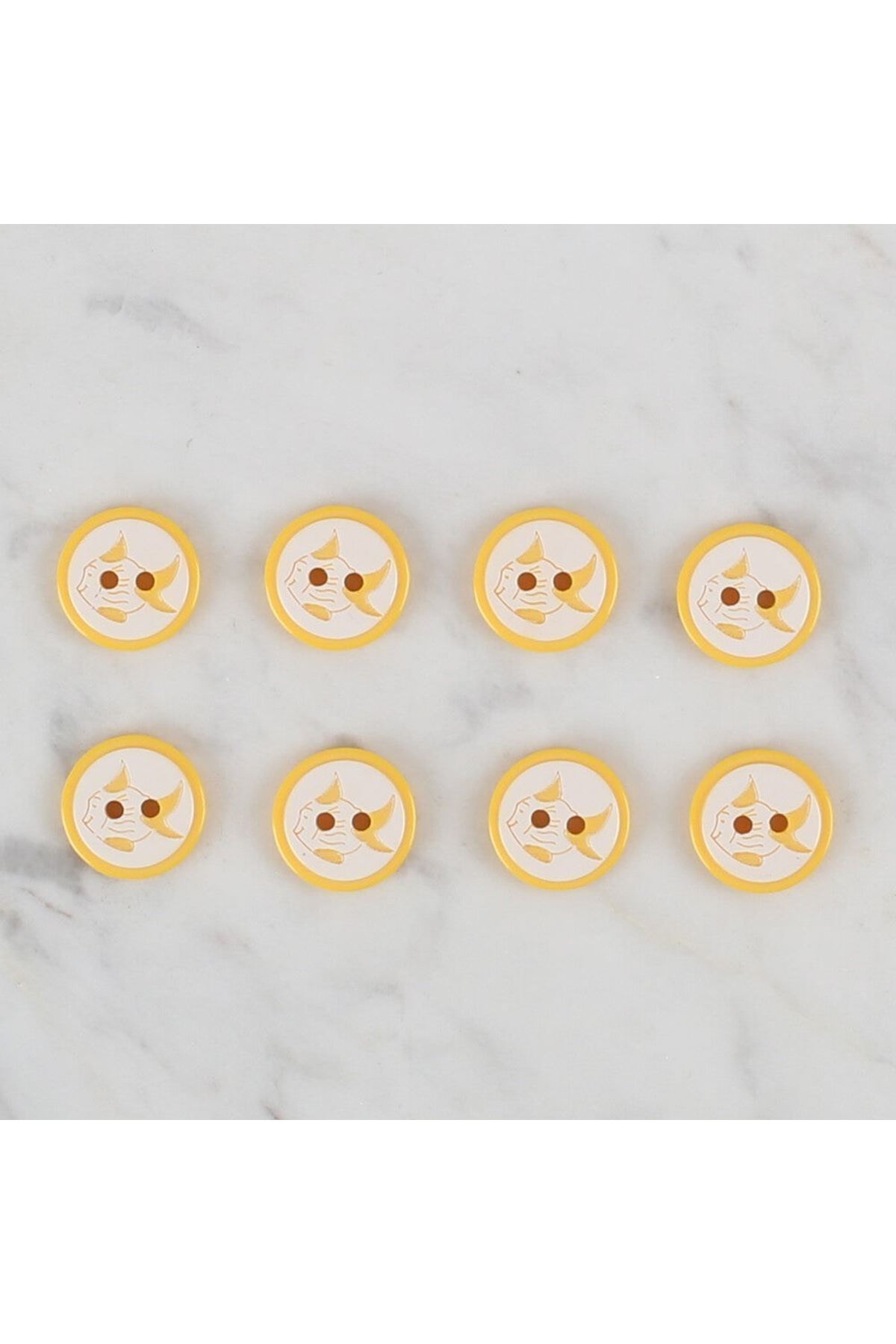 Loren Crafts sarı 8 li balık düğme - 579