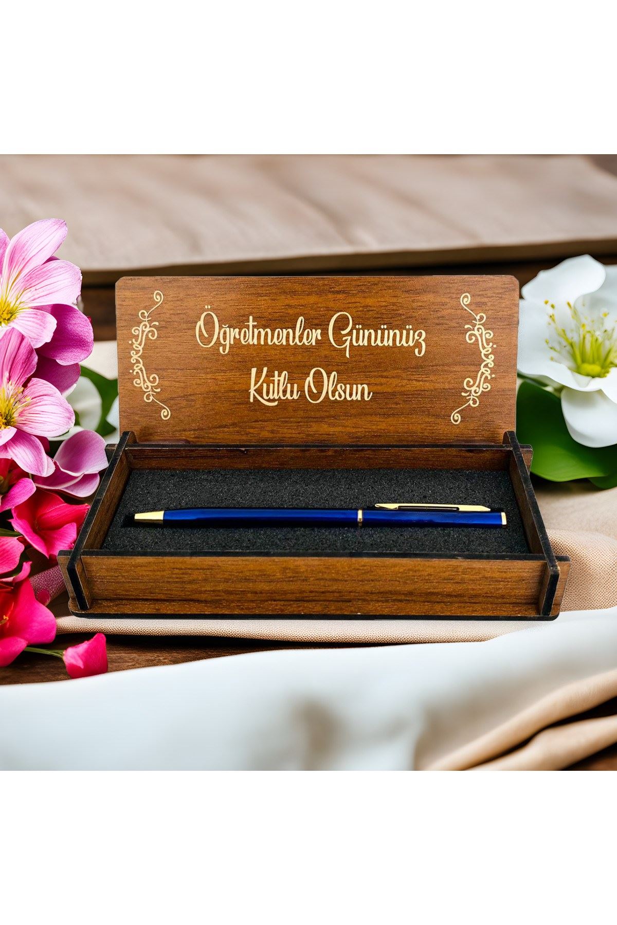 Öğretmenler Günü Ahşap Kalem Kutusu - Kahverengi
