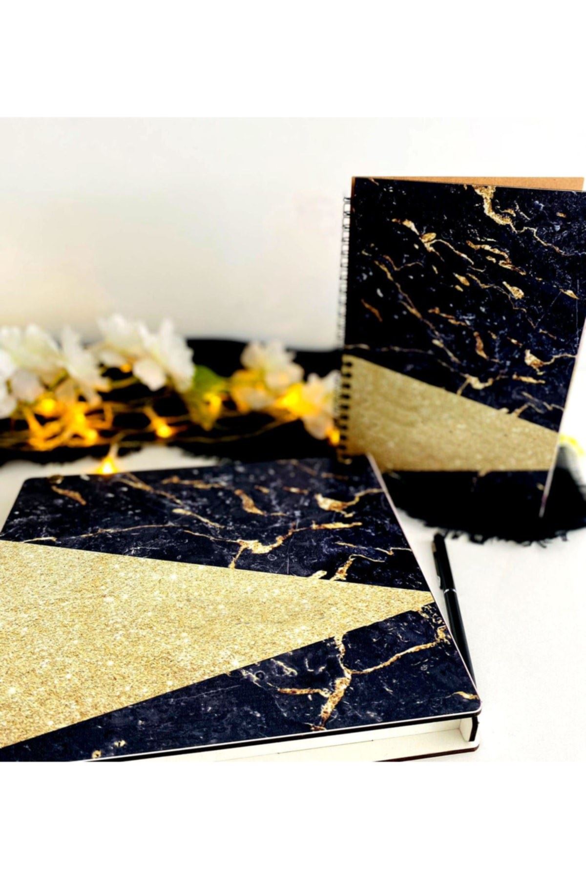 Ahşap Kutulu Ahşap Defter Kalem Seti - Siyah1