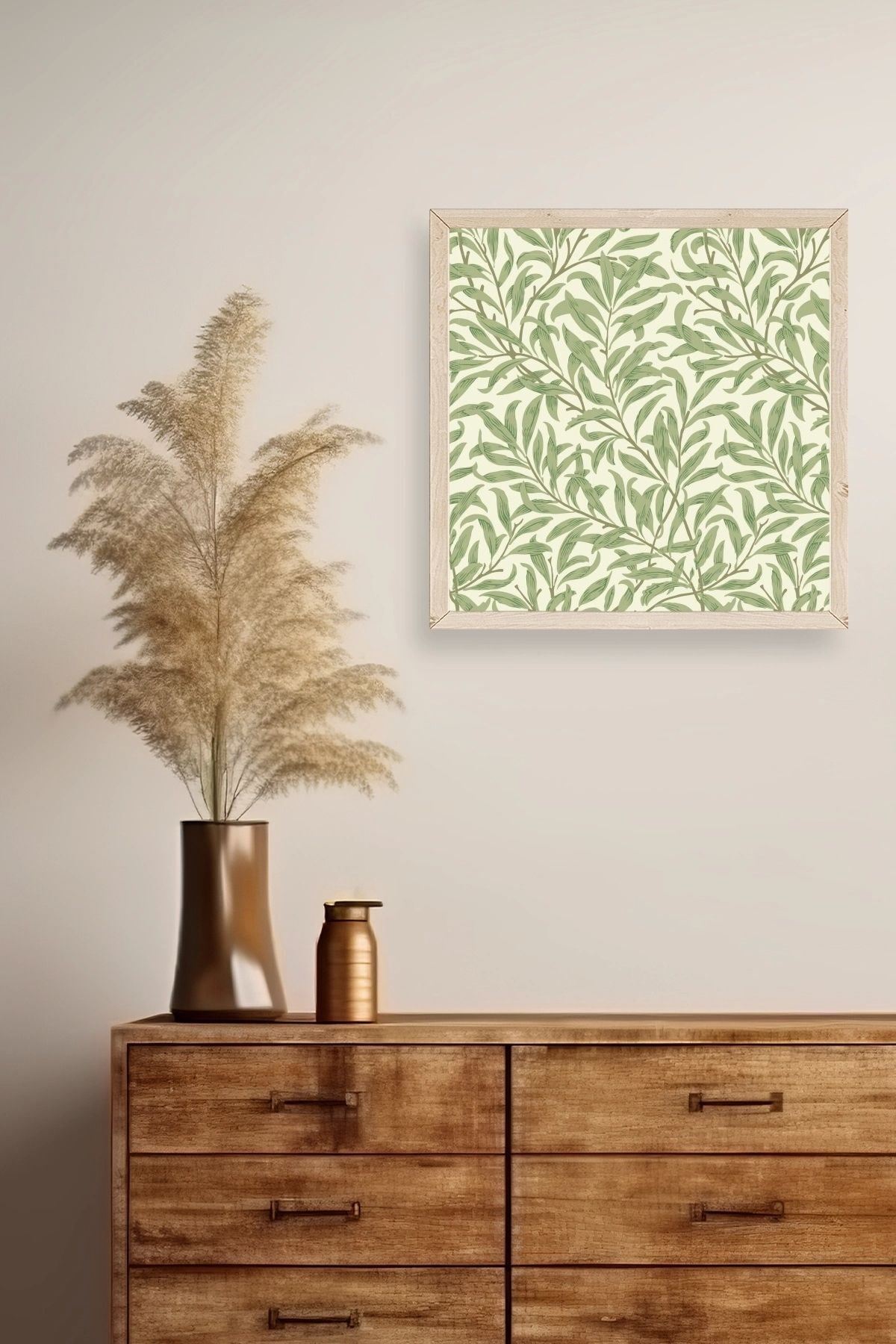 Yapraklar Ahşap Çerçeveli Tablo 42 x 42