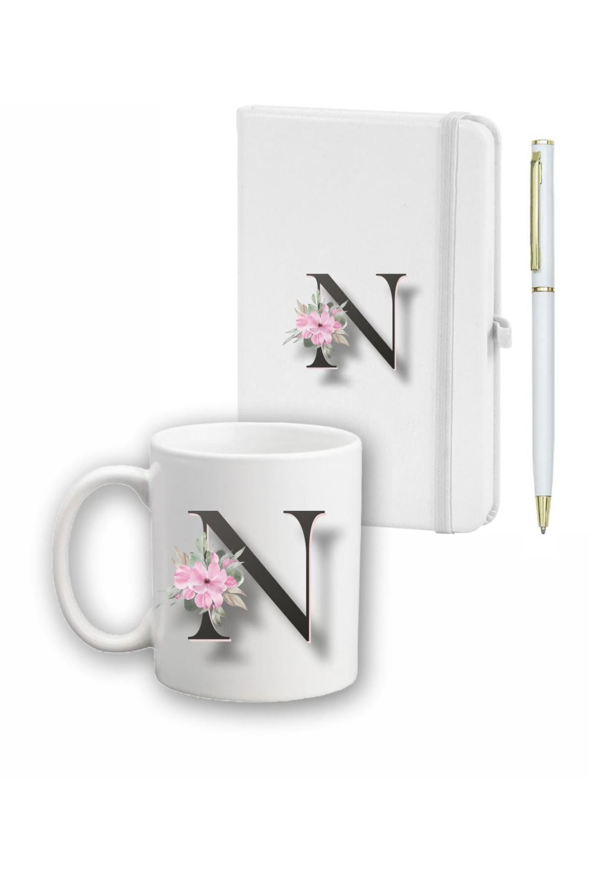 Çiçek Desen Ajanda, Kupa Ve Kalem Seti