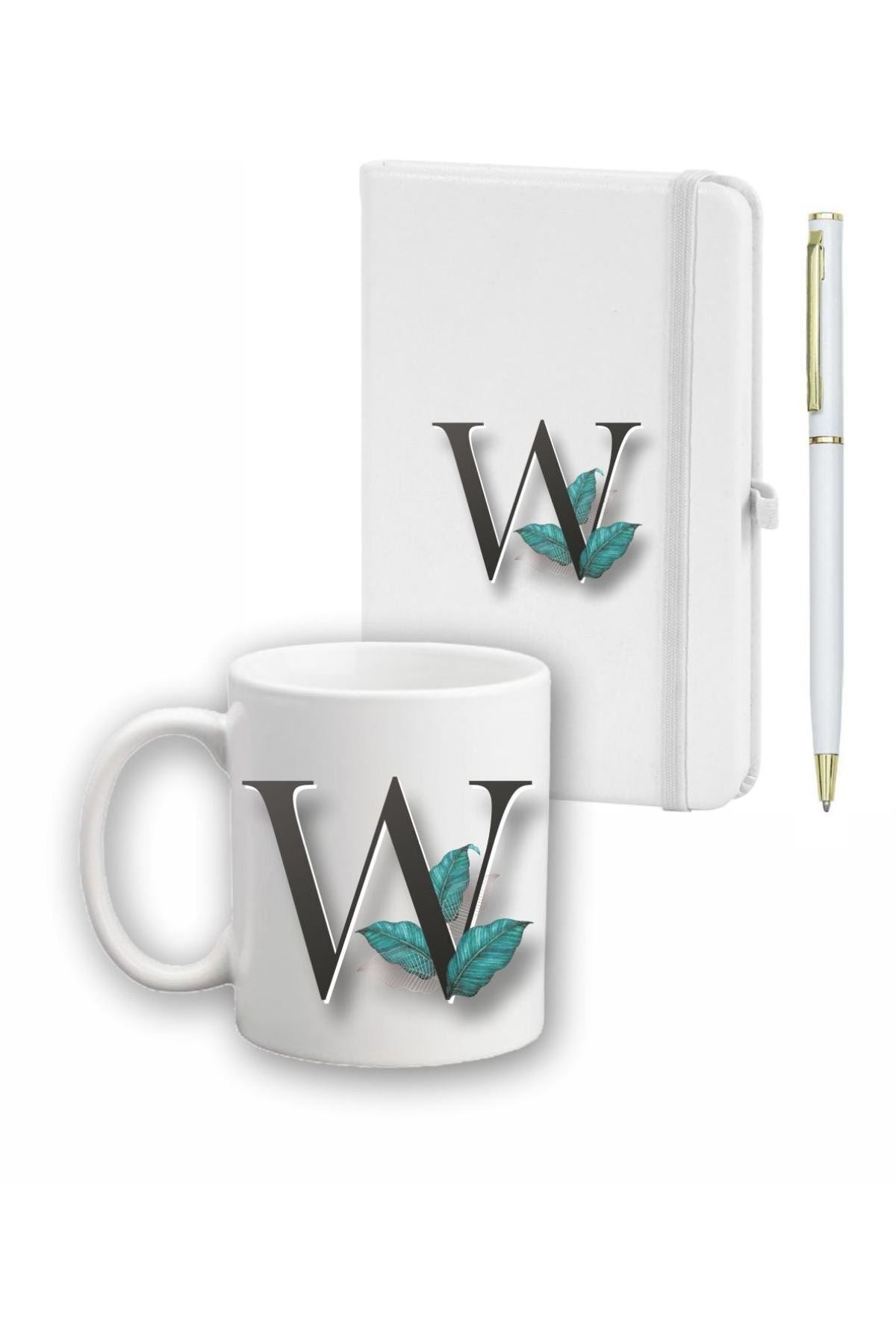 Yaprak Desen Ajanda Kupa Ve Kalem Seti