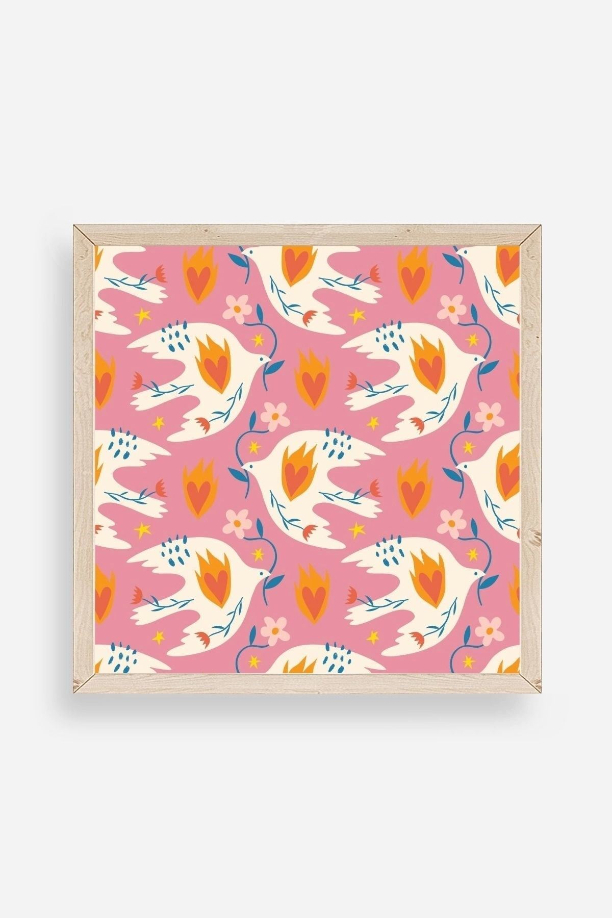 Kuş Ahşap Çerçeveli Tablo 50 x 50