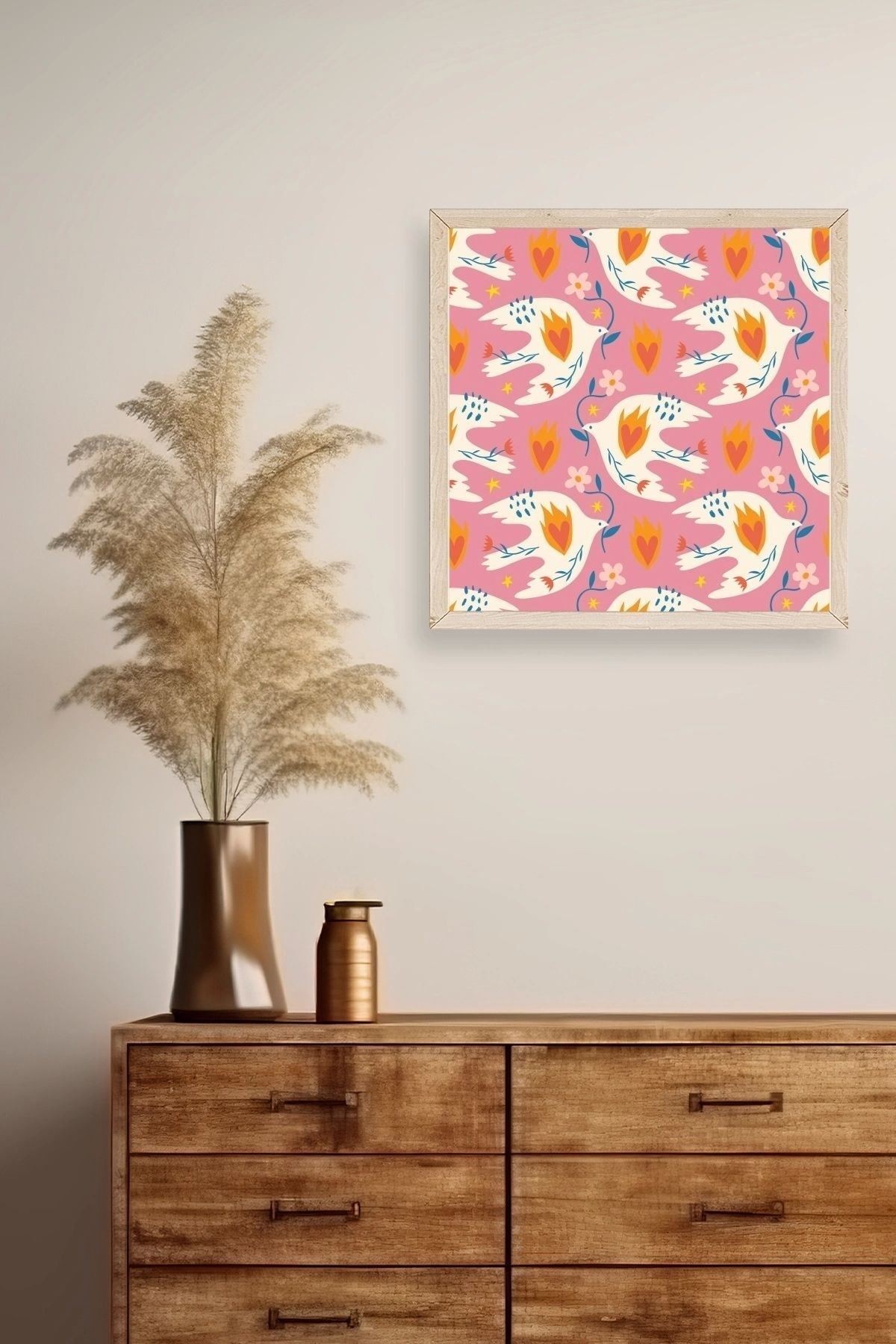 Kuş Ahşap Çerçeveli Tablo 50 x 50