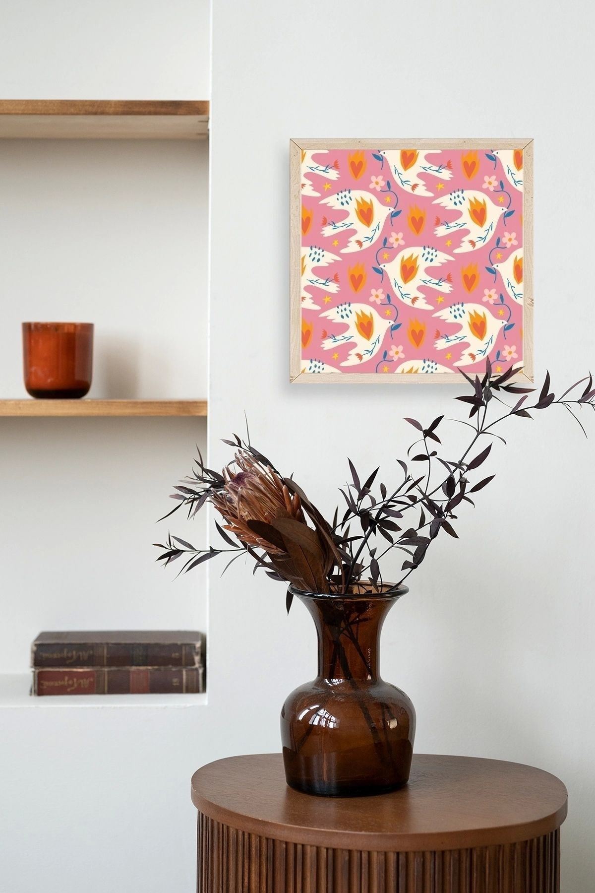 Kuş Ahşap Çerçeveli Tablo 50 x 50