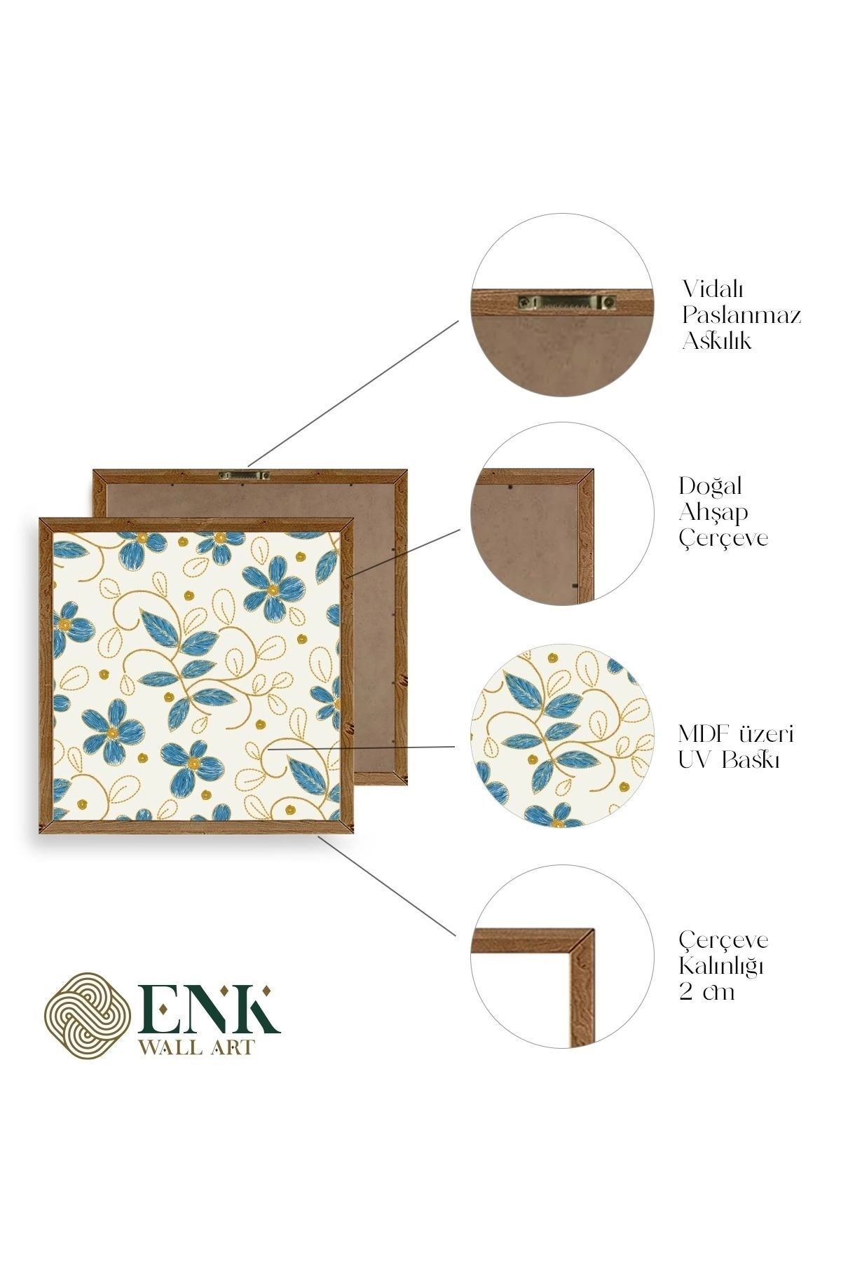 Çiçek Ahşap Çerçeveli Tablo 23 x 23