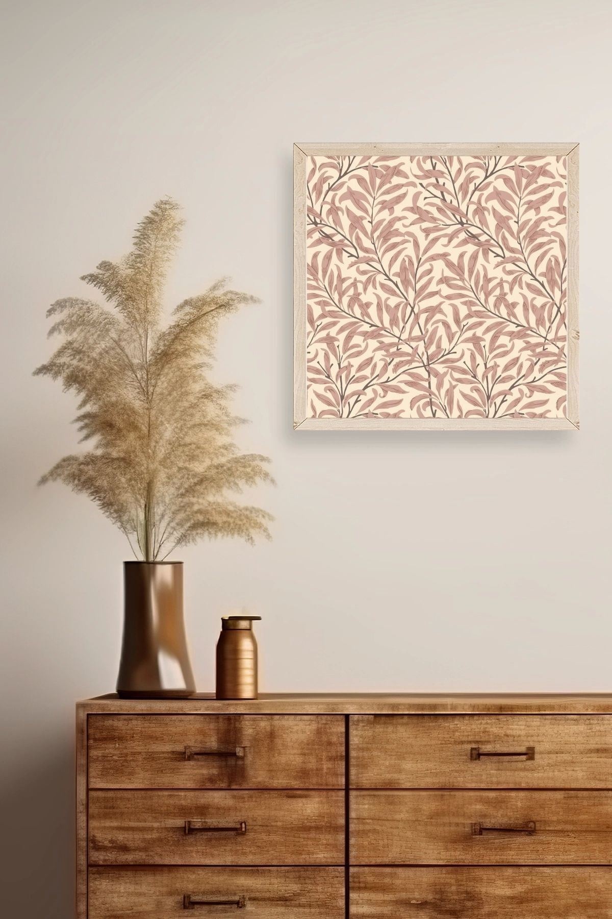 Yaprak Ahşap Çerçeveli Tablo 50 x 50