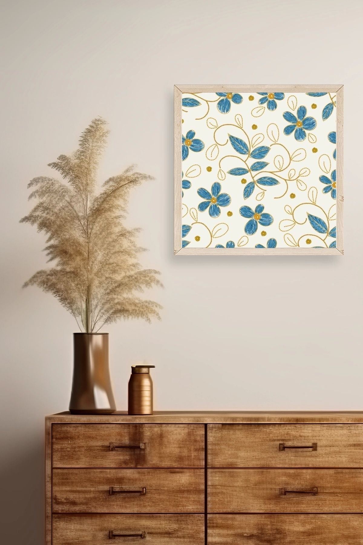 Çiçek Ahşap Çerçeveli Tablo 42 x 42