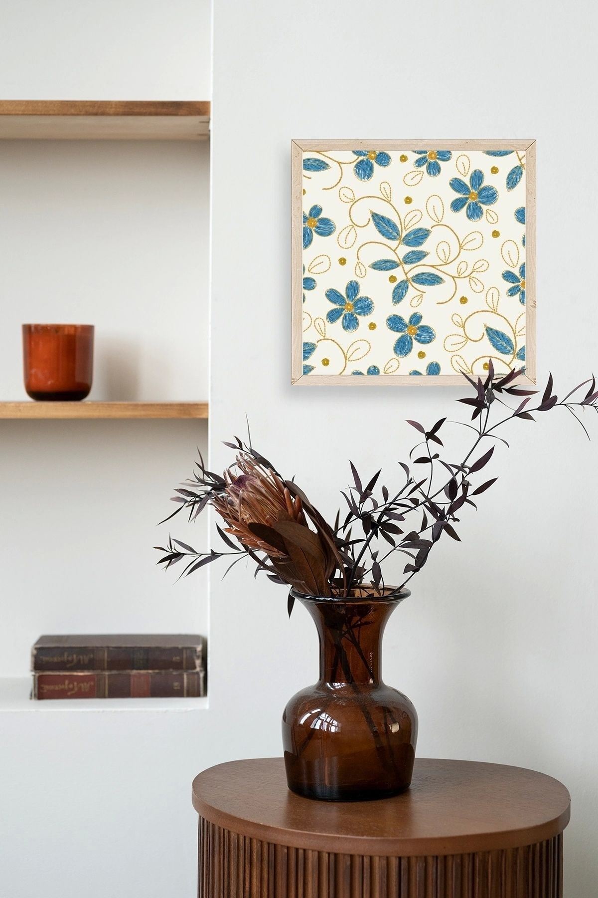 Çiçek Ahşap Çerçeveli Tablo 42 x 42