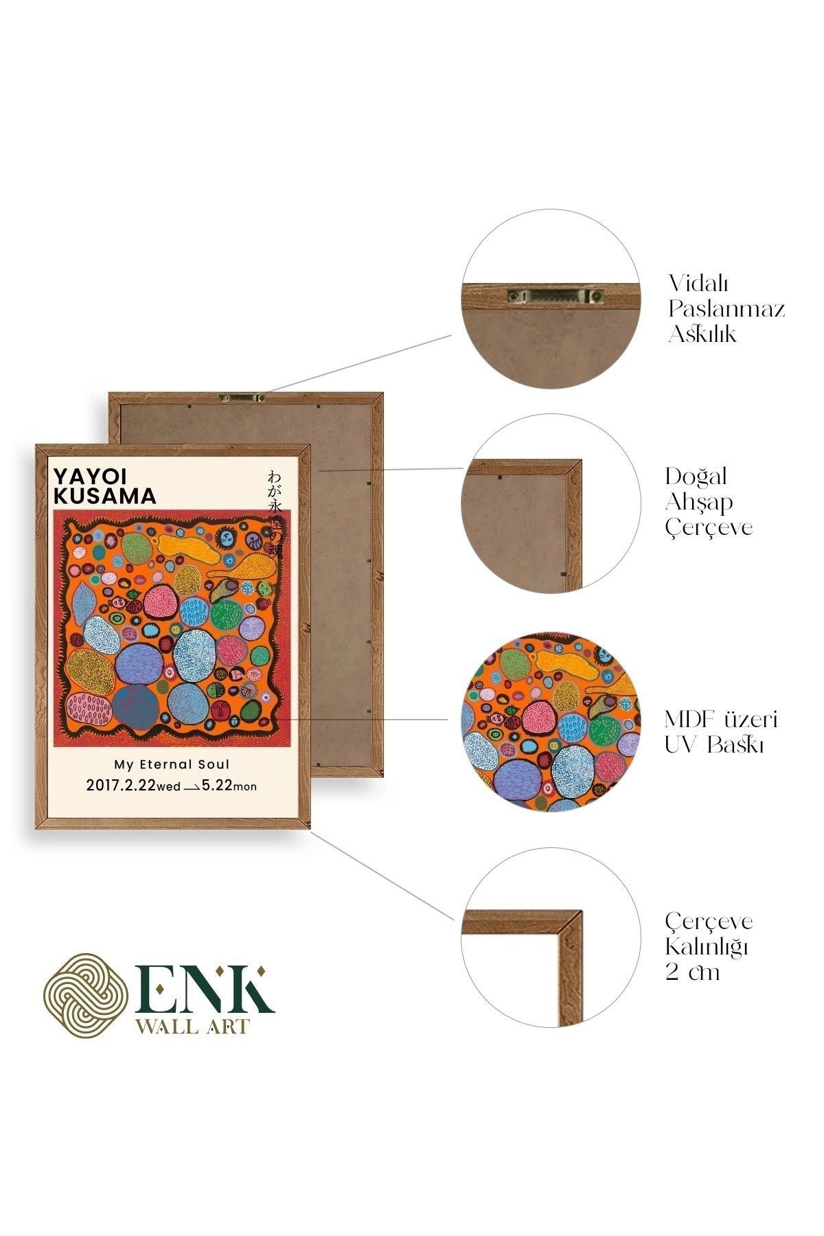 Yayoi Kusama Ahşap Çerçeveli Tablo 50 x 70