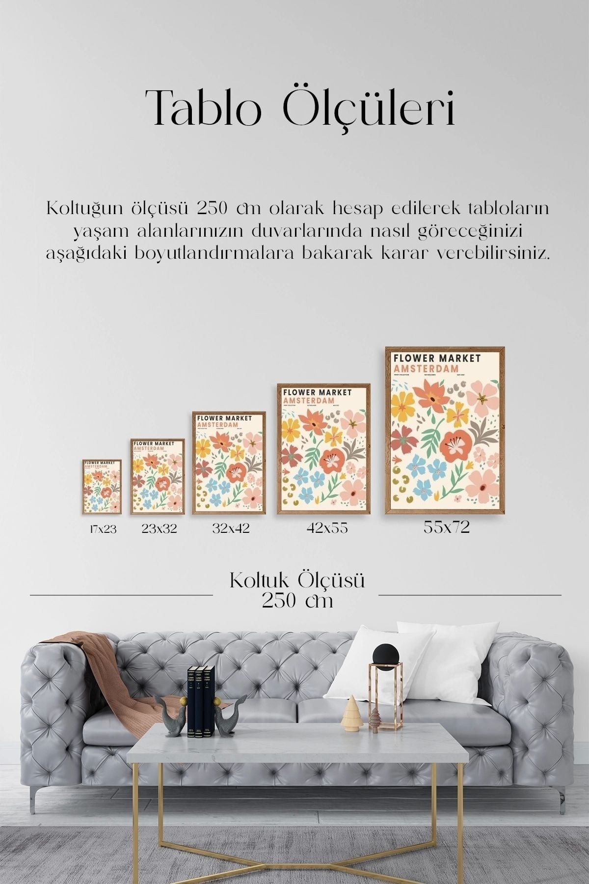 Çiçek Pazarı Ahşap Çerçeveli Tablo 50 x 70