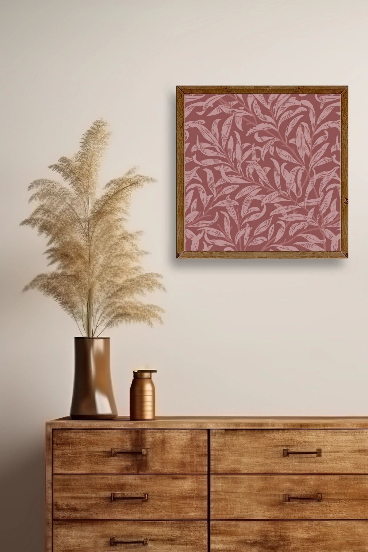 Yaprak Ahşap Çerçeveli Tablo 50 x 50