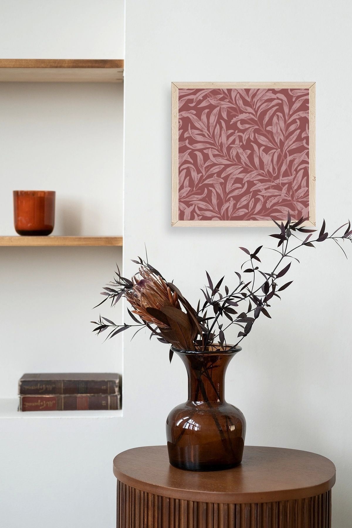 Yaprak Ahşap Çerçeveli Tablo 42 x 42