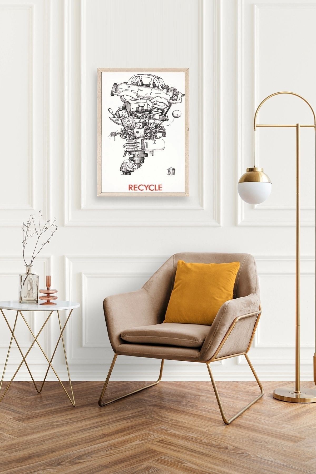 Recycle Ahşap Çerçeveli Tablo 30 x 42