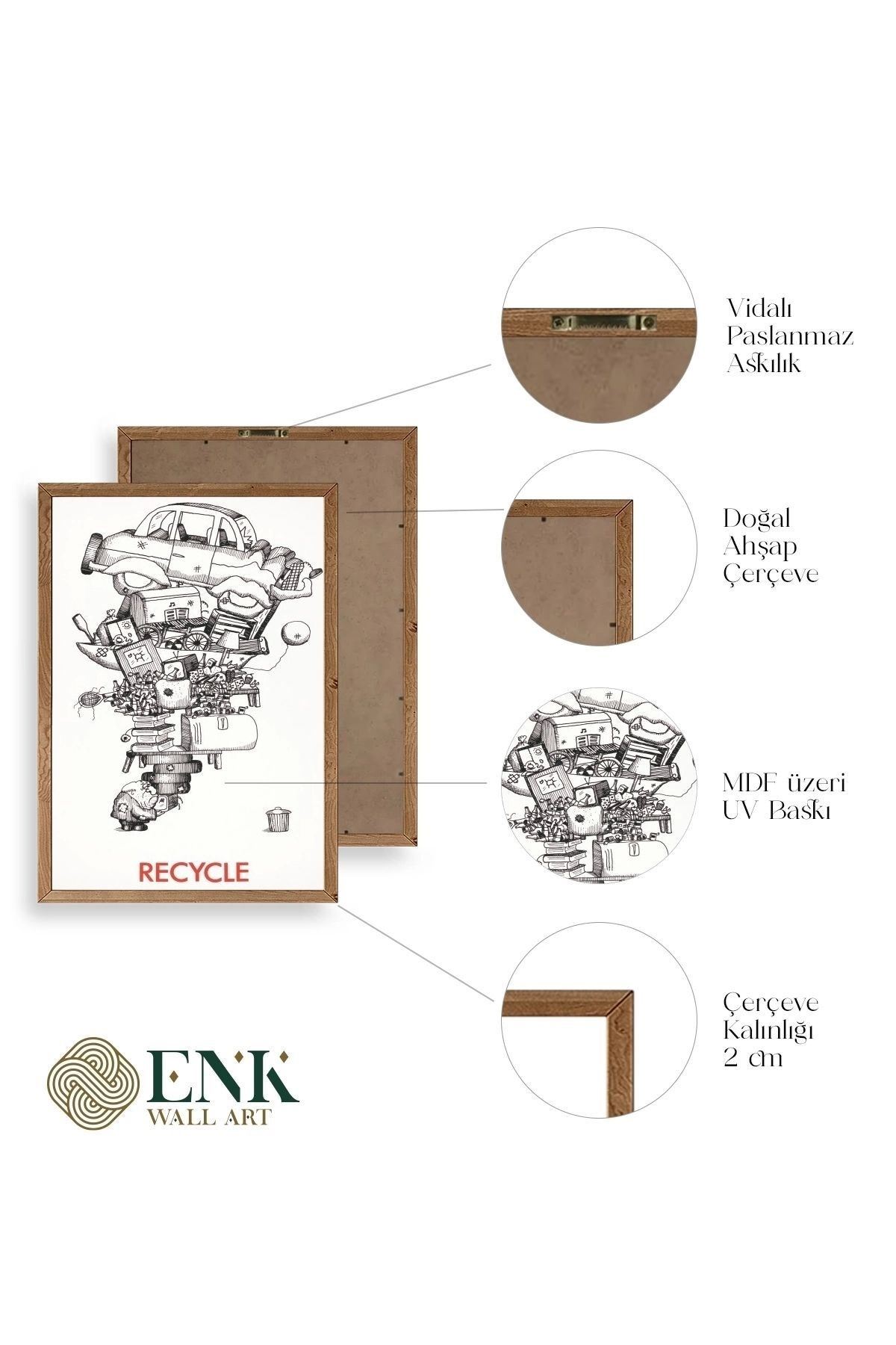 Recycle Ahşap Çerçeveli Tablo 30 x 42