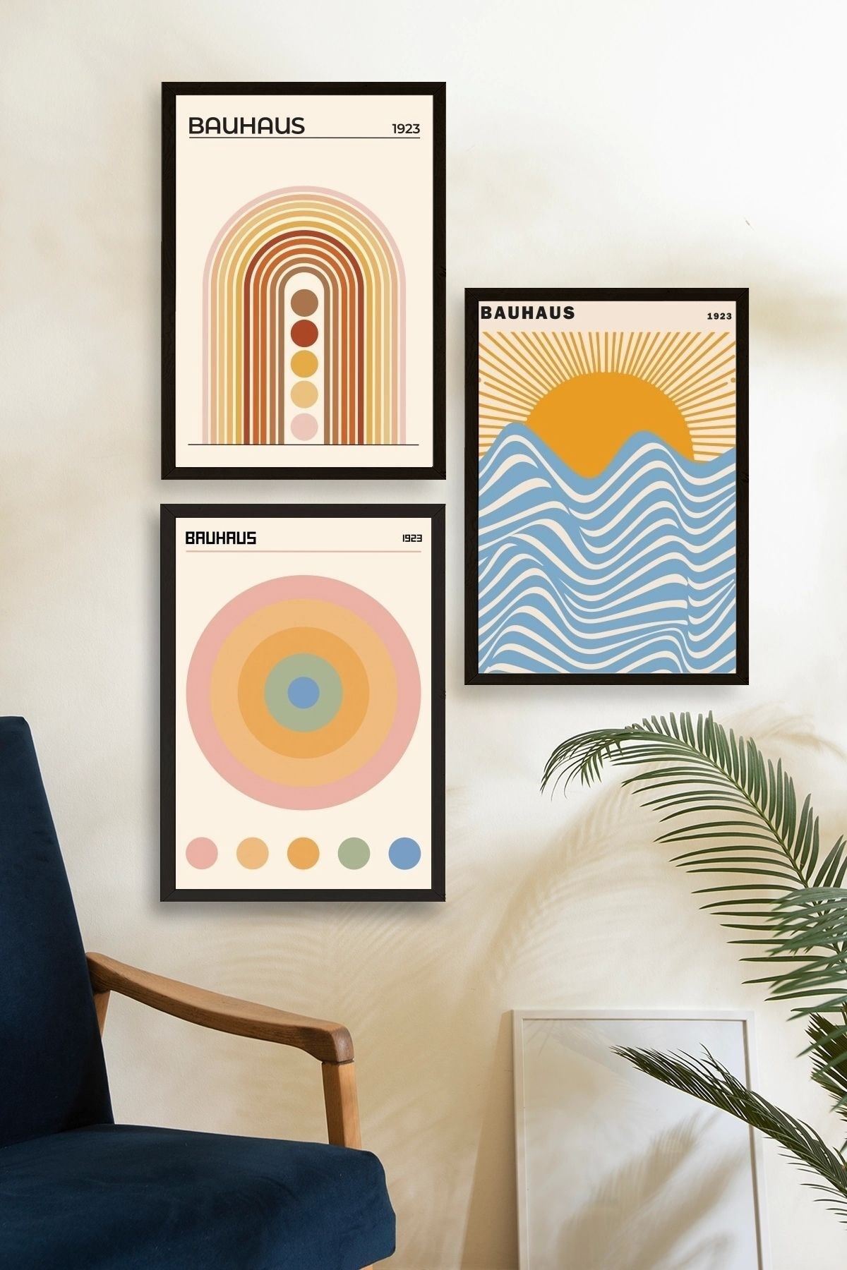 Bauhaus Üçlü Ahşap Çerçeveli Tablo 30 x 40