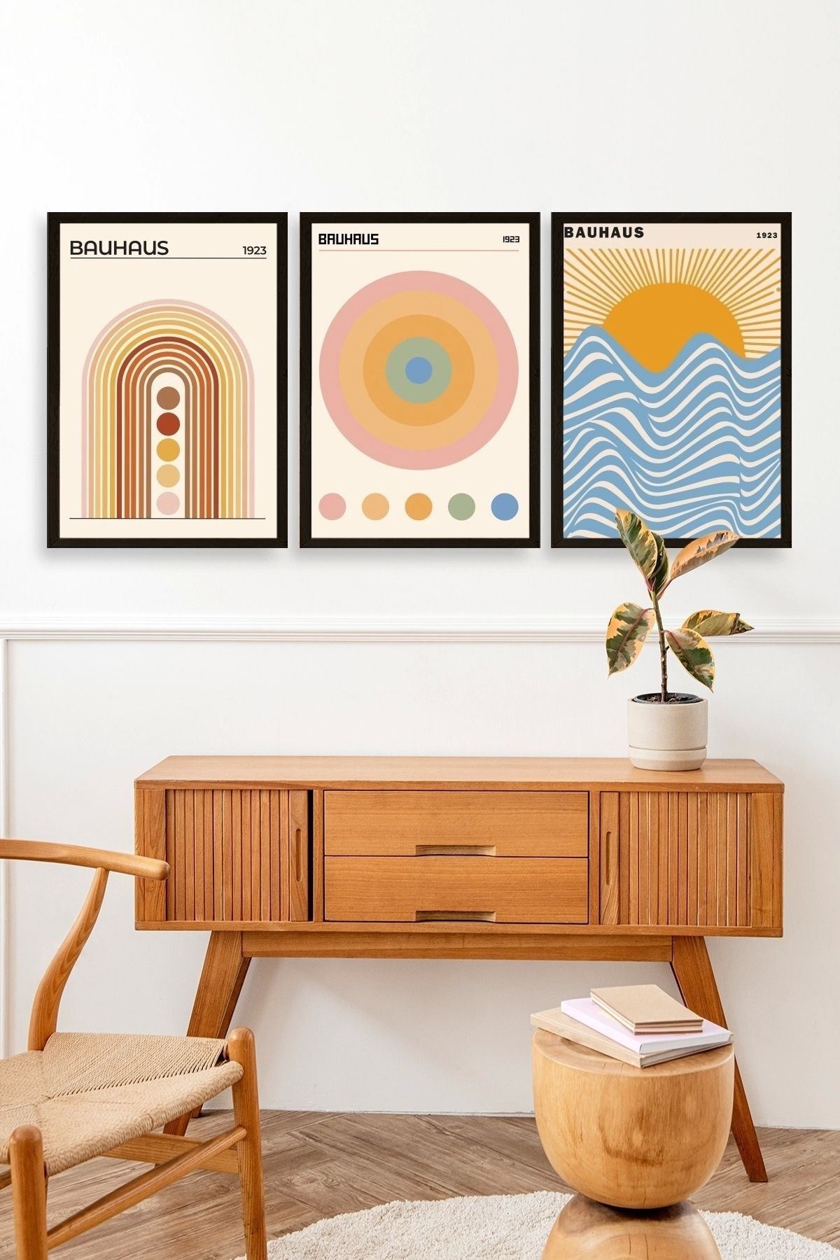 Bauhaus Üçlü Ahşap Çerçeveli Tablo 40 x 60