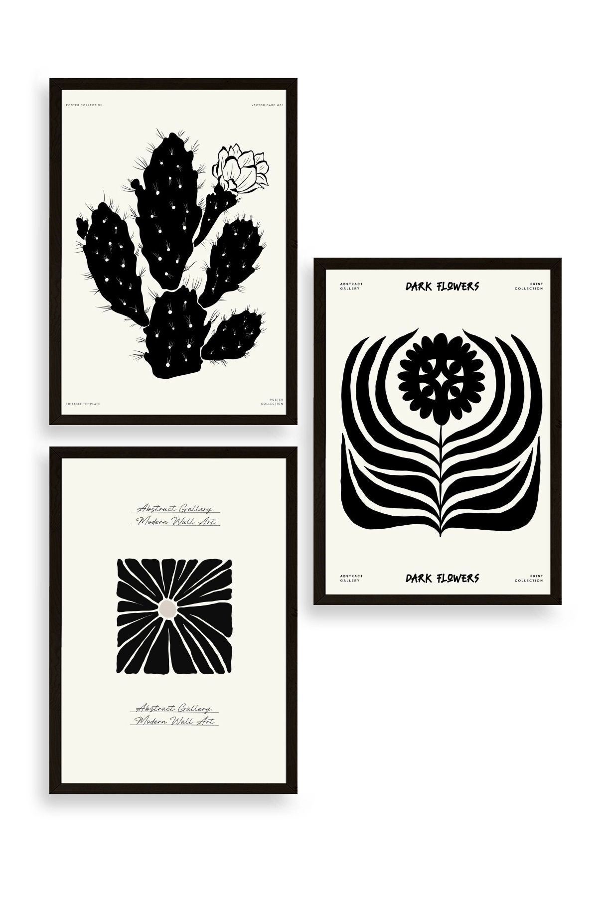 Modern Üçlü Ahşap Çerçeveli Tablo 40 x 60