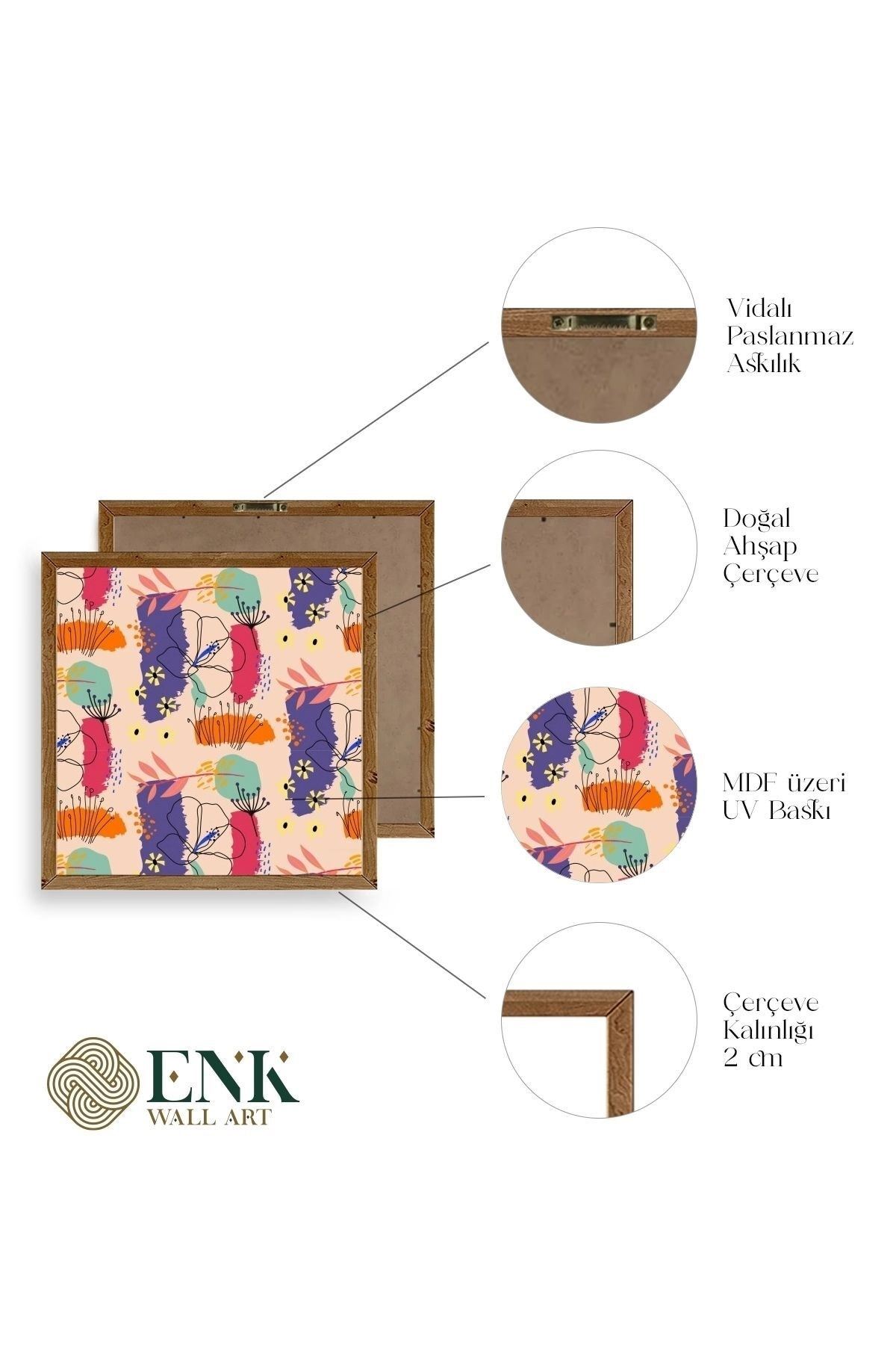 Modern Ahşap Çerçeveli Tablo 50 x 50