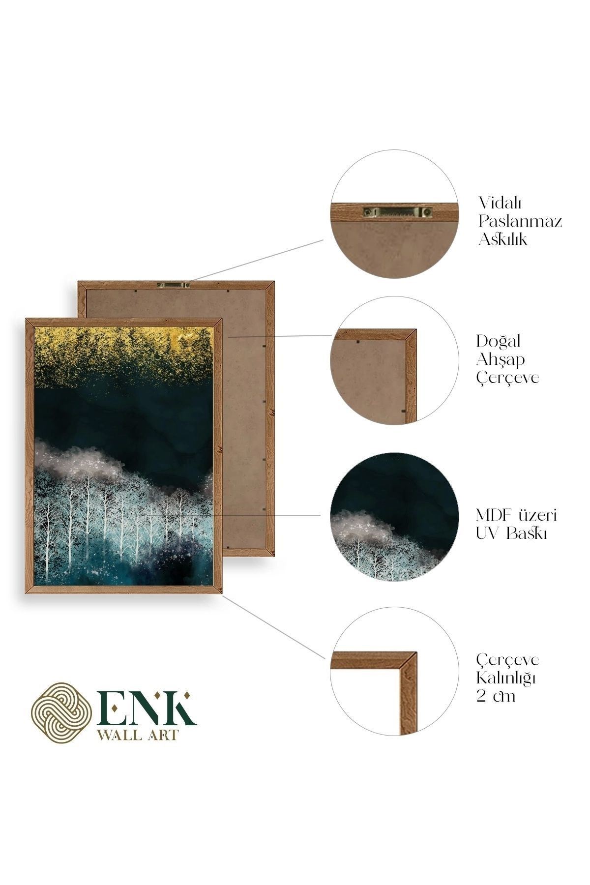 Manzara Üçlü Ahşap Çerçeveli Tablo 50 x 70