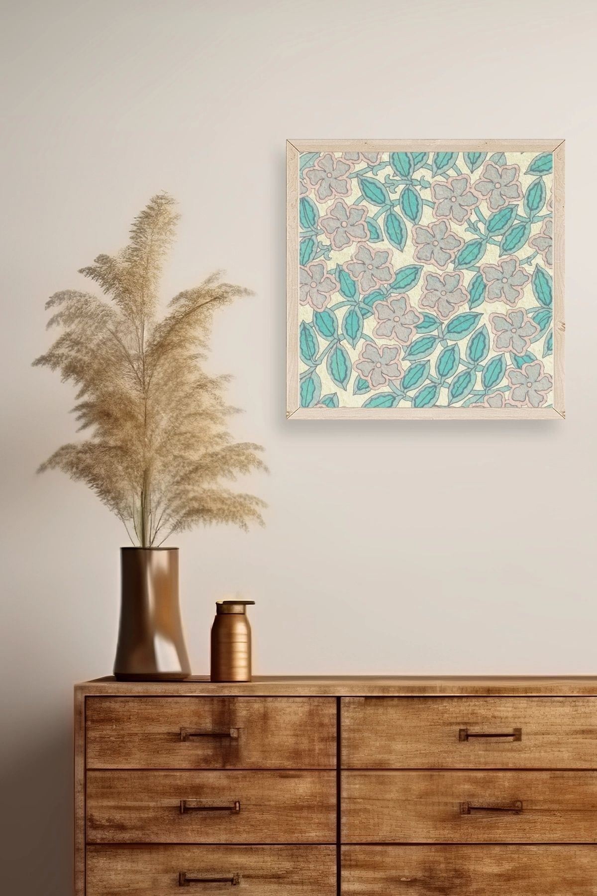 Çiçek Ahşap Çerçeveli Tablo 50 x 50