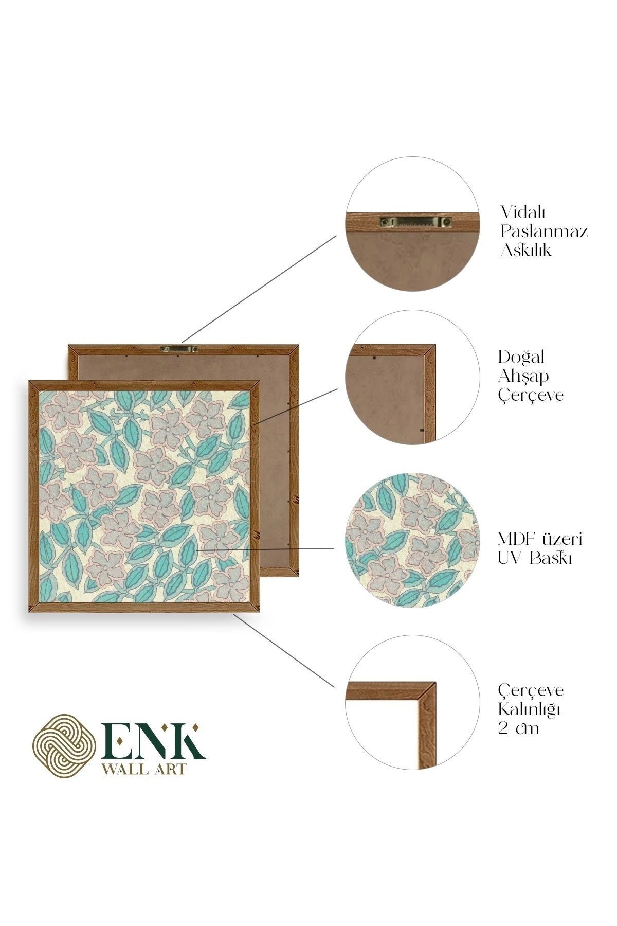 Çiçek Ahşap Çerçeveli Tablo 42 x 42