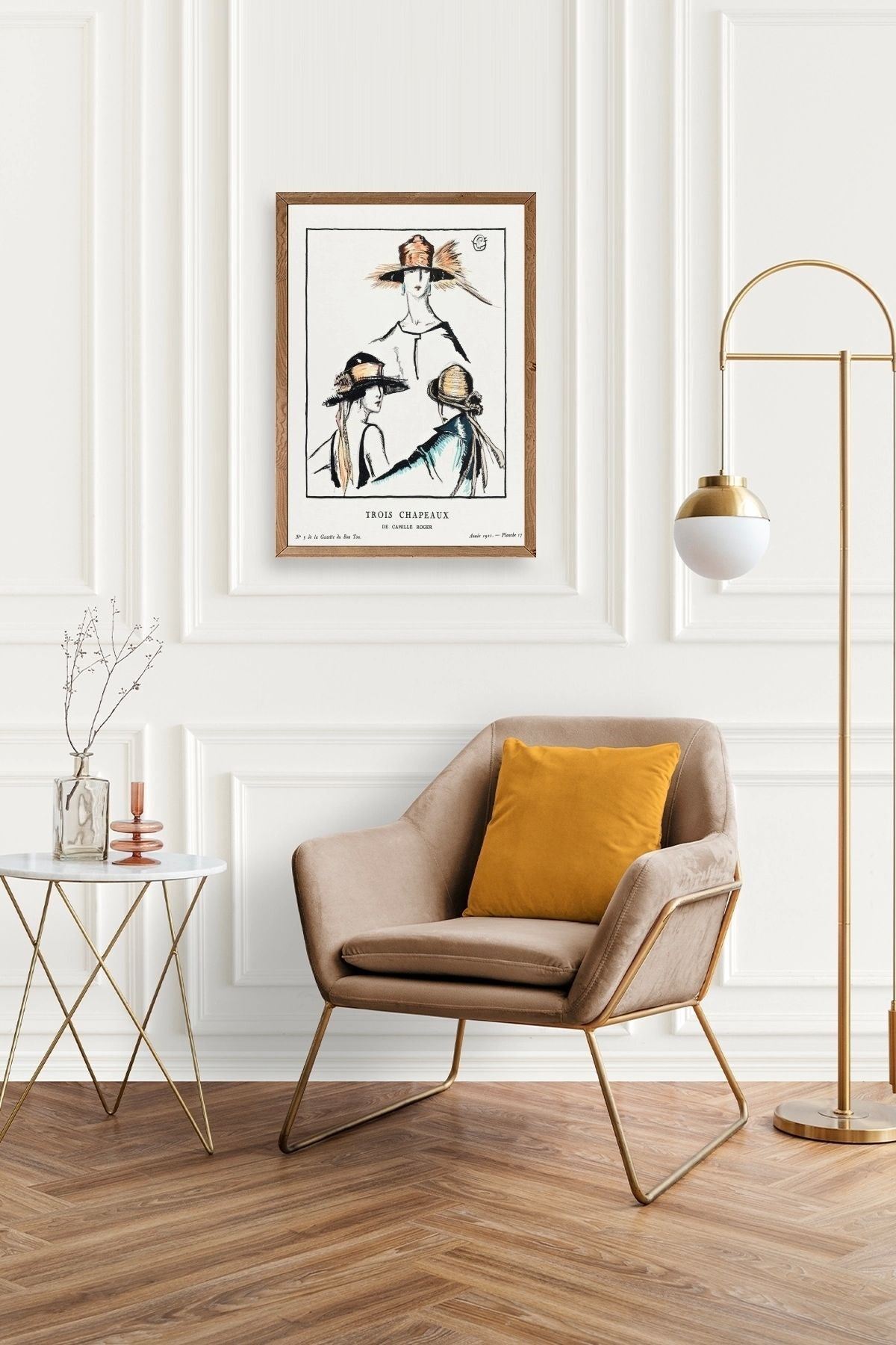 Paris Şapkaları Ahşap Çerçeveli Tablo 50 x 70