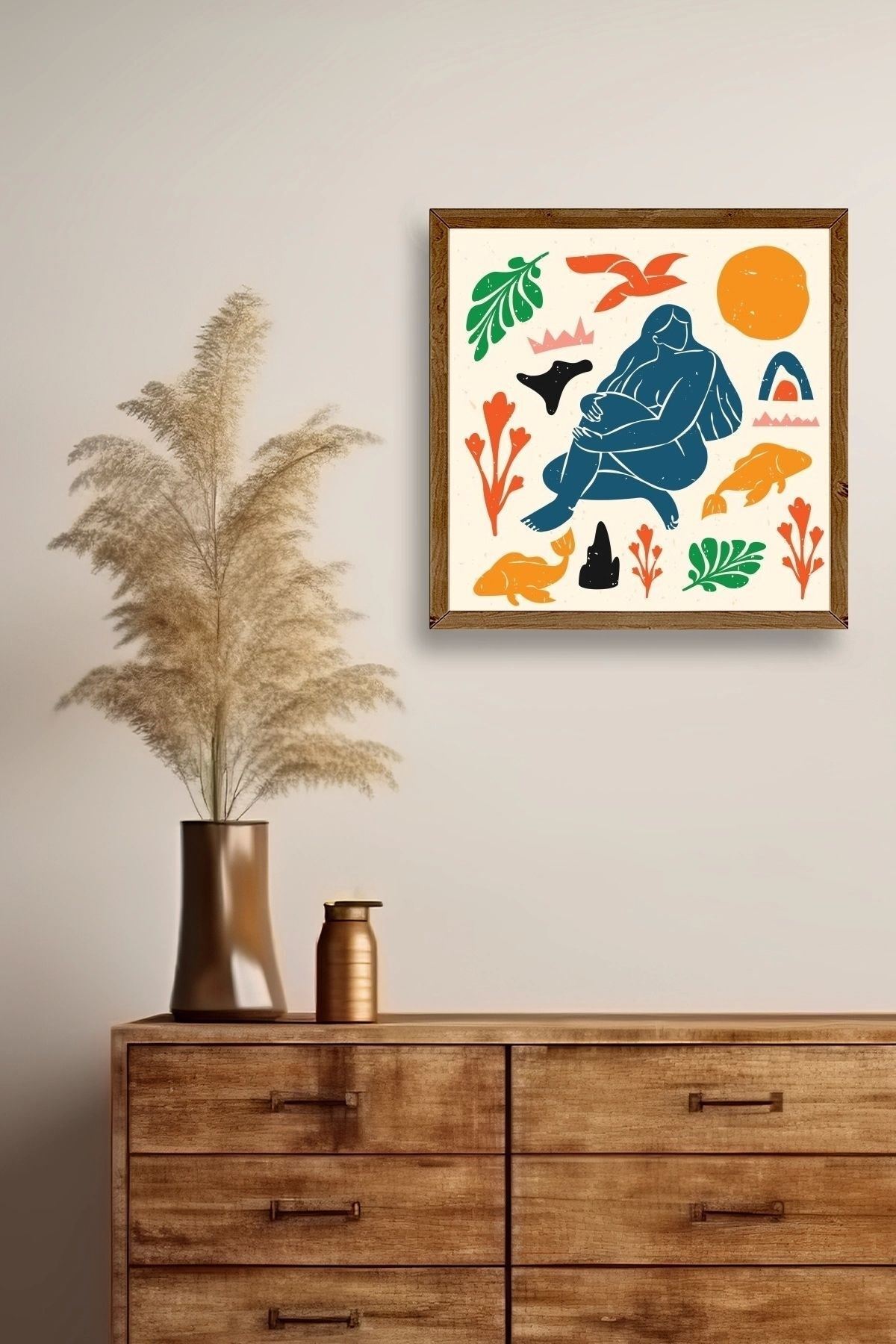 Kadın Ahşap Çerçeveli Tablo 50 x 50